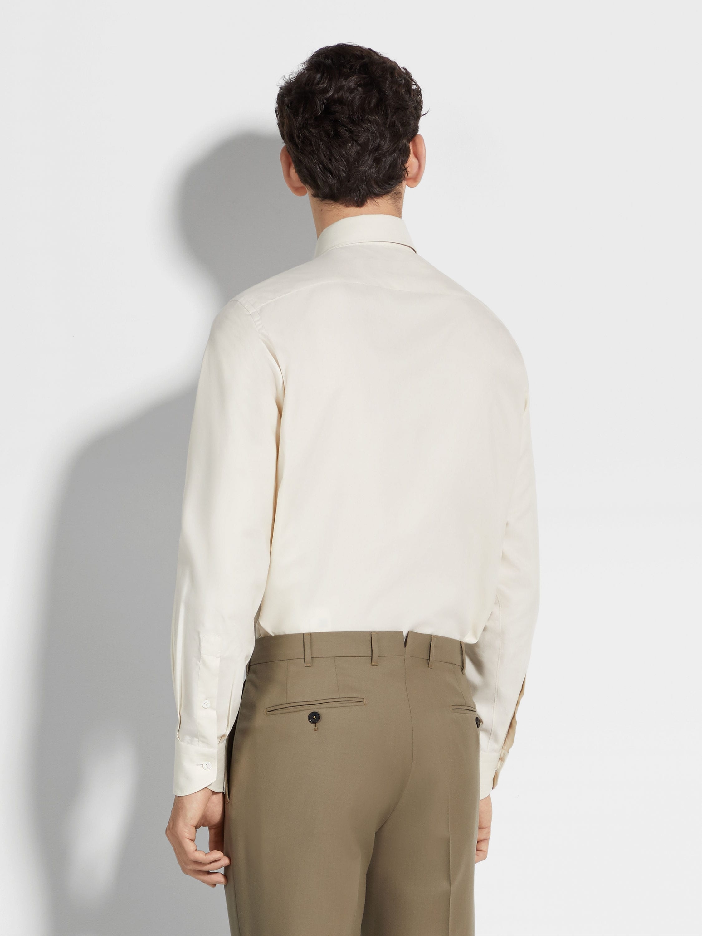 LIGHT BEIGE SILK COTTON AND CASHMERE SHIRT - 5