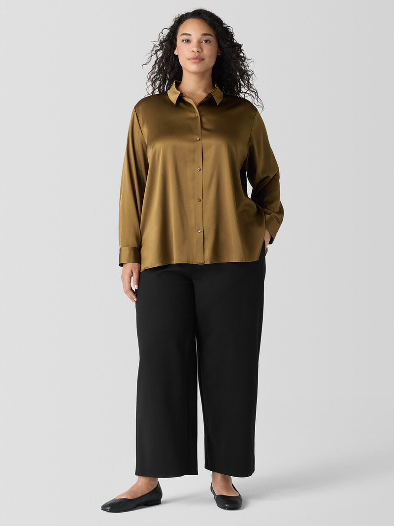 Stretch Silk Charmeuse Classic Collar Shirt 6