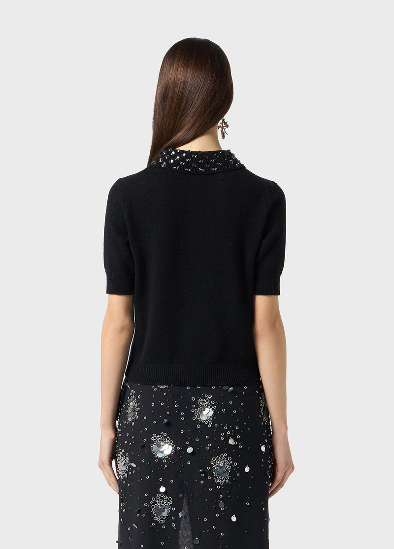 WOOL POLO SHIRT WITH GEM EMBROIDERY 3