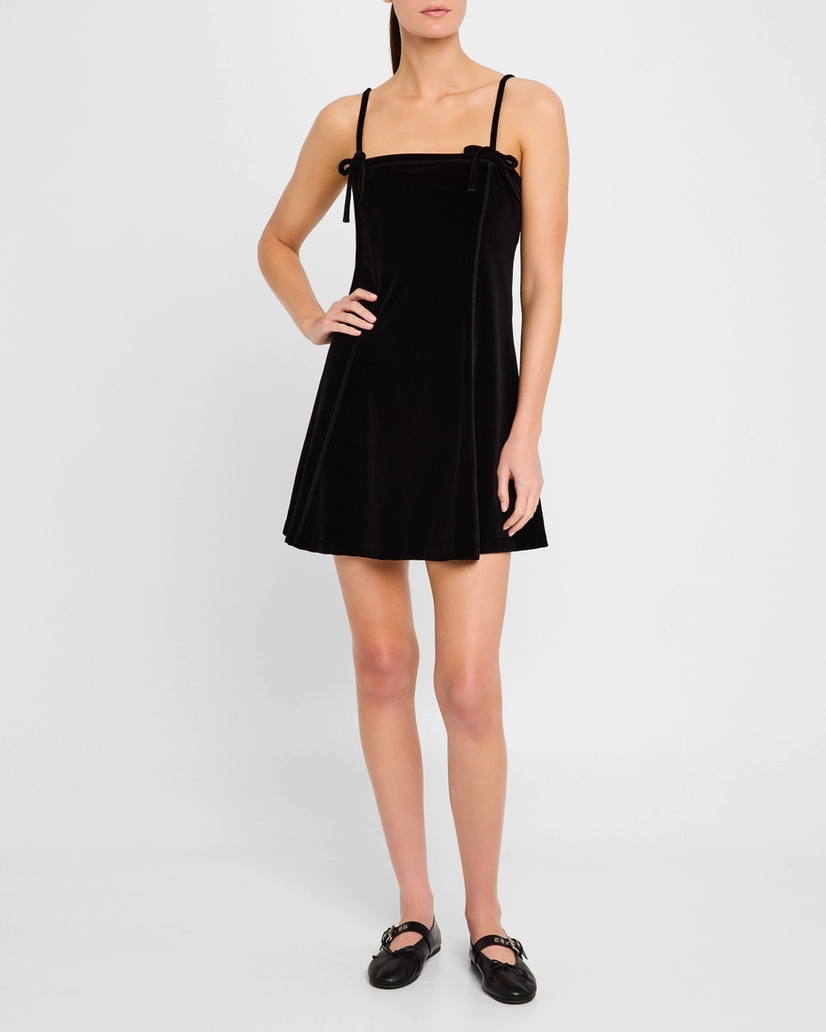 Heavy Velour Strappy Mini Dress - 1