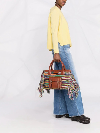 Chloé fringed woven tote bag outlook