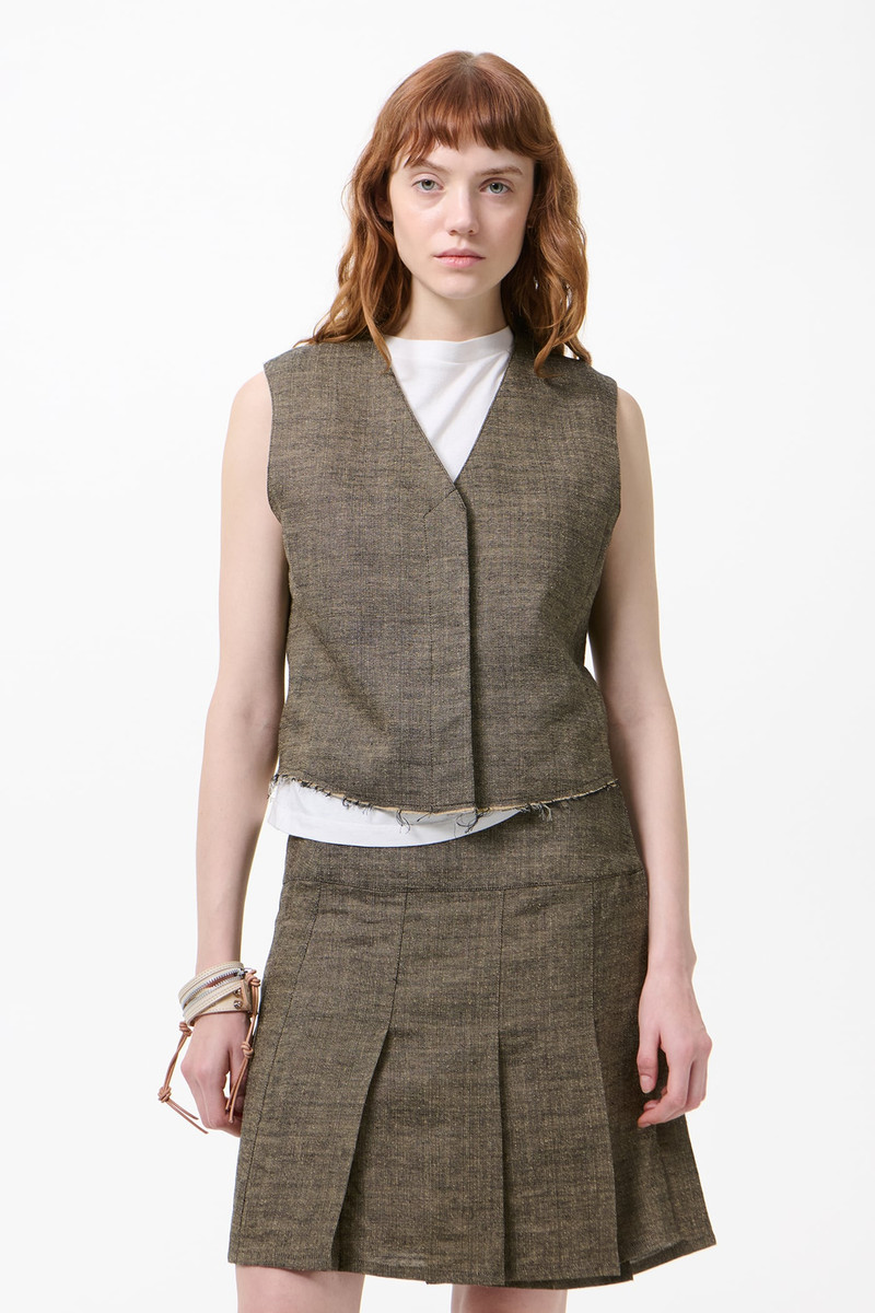 Our Legacy Base Waistcoat Deep Husk Soft Grain Weave outlook