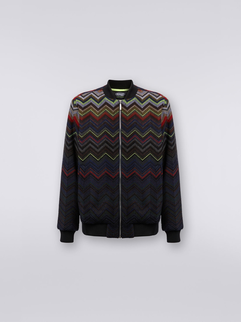 Wool and cotton blend chevron bomber jacket in collaboration with Mike Maignan 1