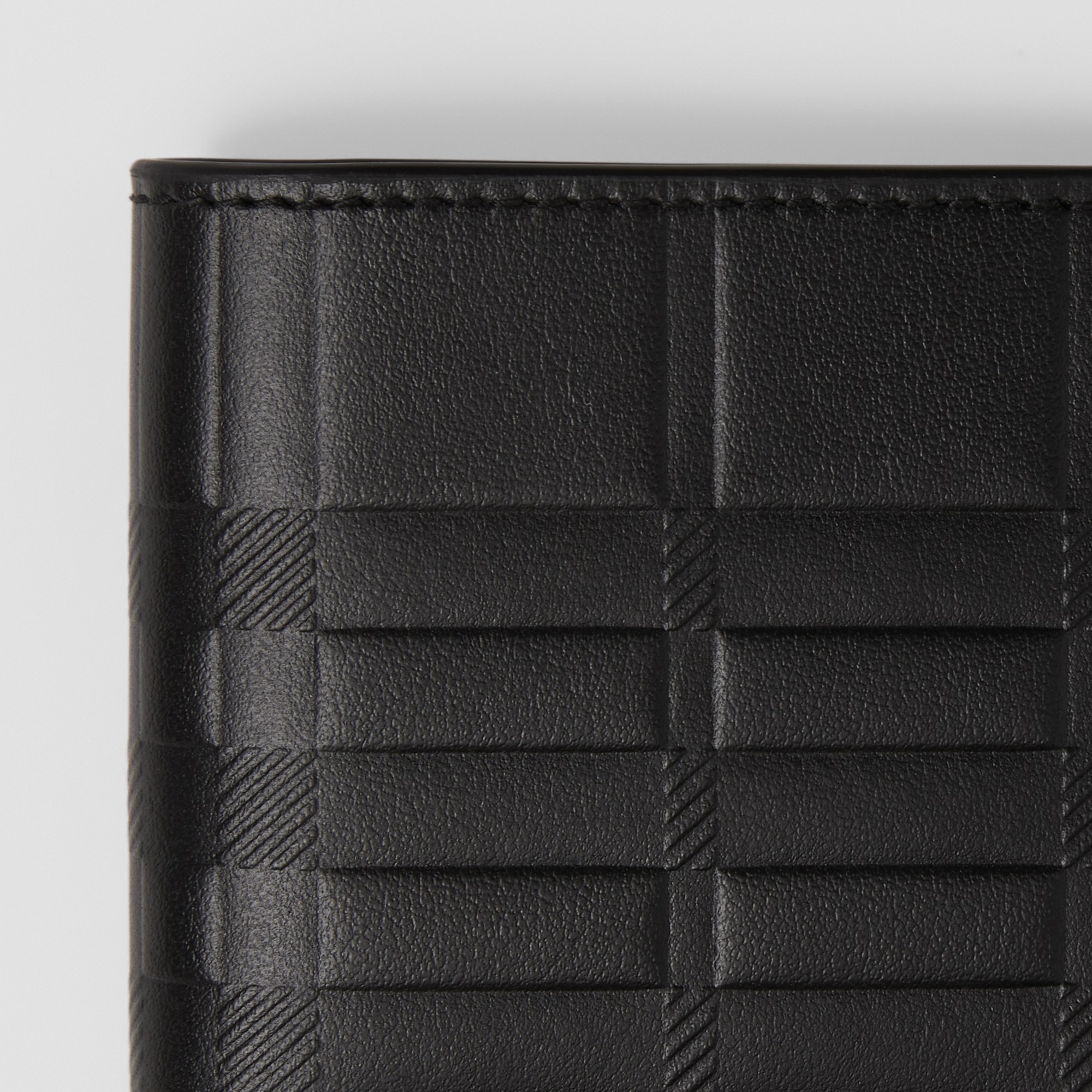 Embossed Check Leather Slim Bifold Wallet - 2
