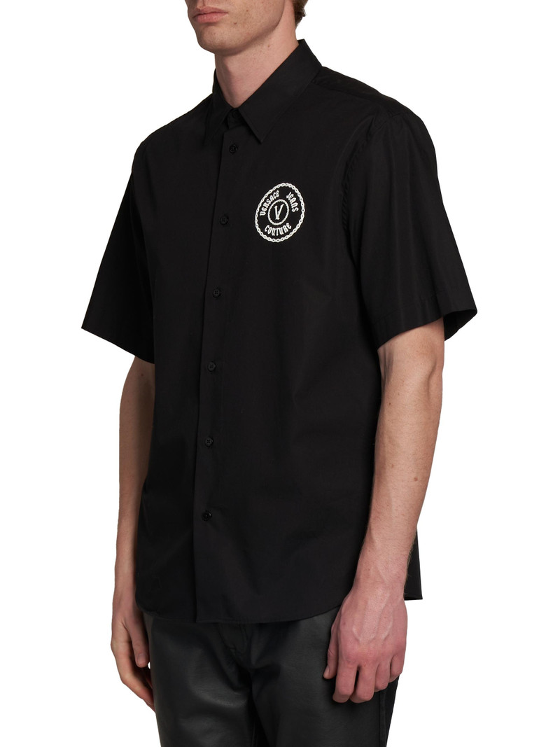 Men's Logo Patch Cotton Shirt - Black 4