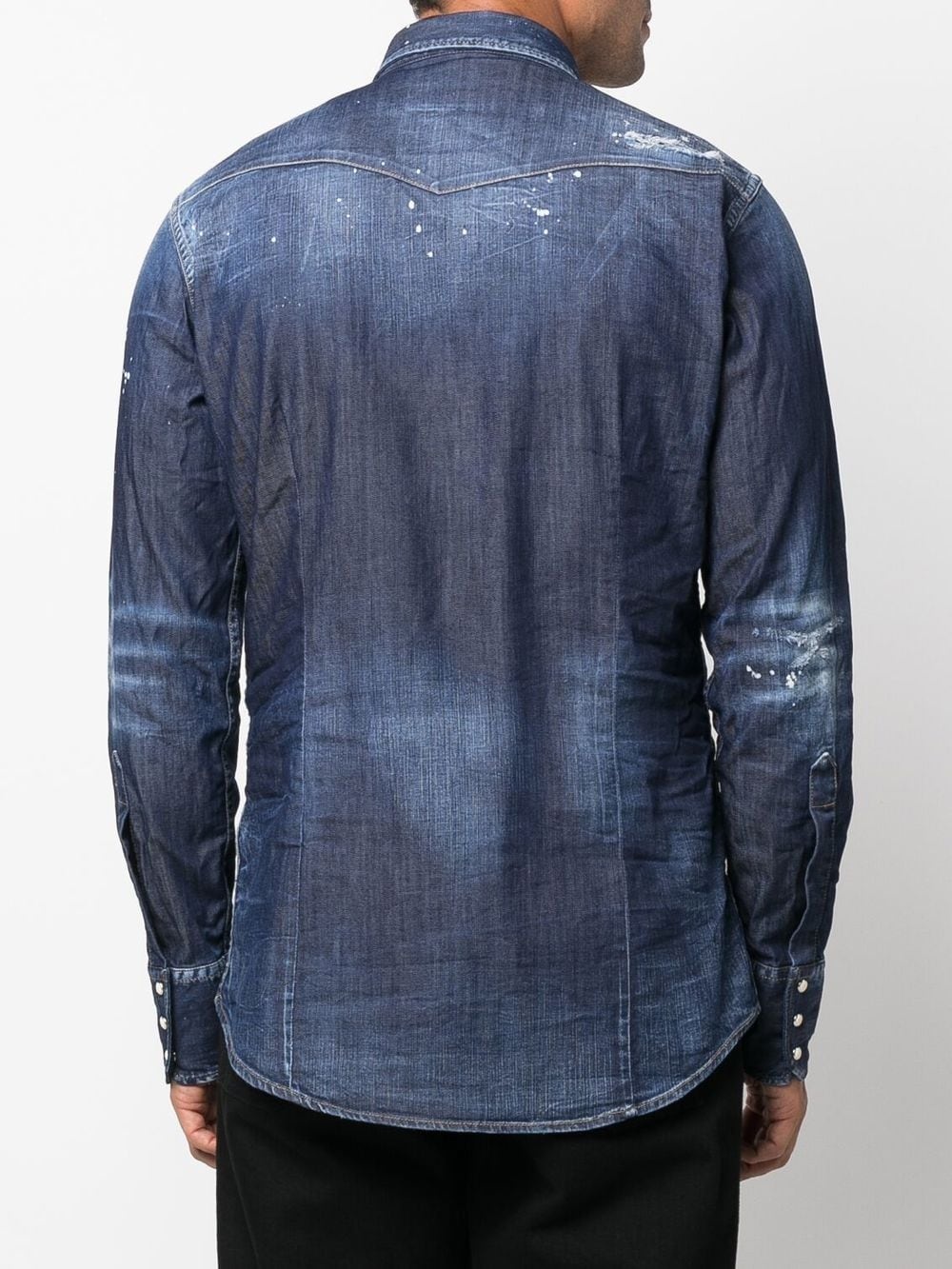 paint splatter-print denim shirt - 4