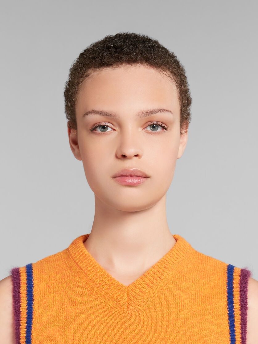 ORANGE WOOL-CASHMERE SLEEVELESS JUMPER WITH JACQUARD DRAGON - 4