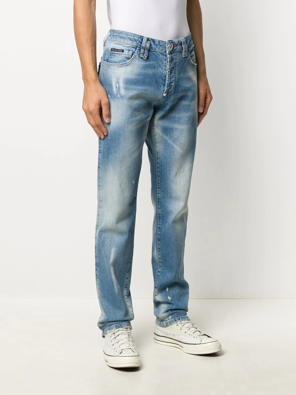 skeleton patch straight jeans - 3