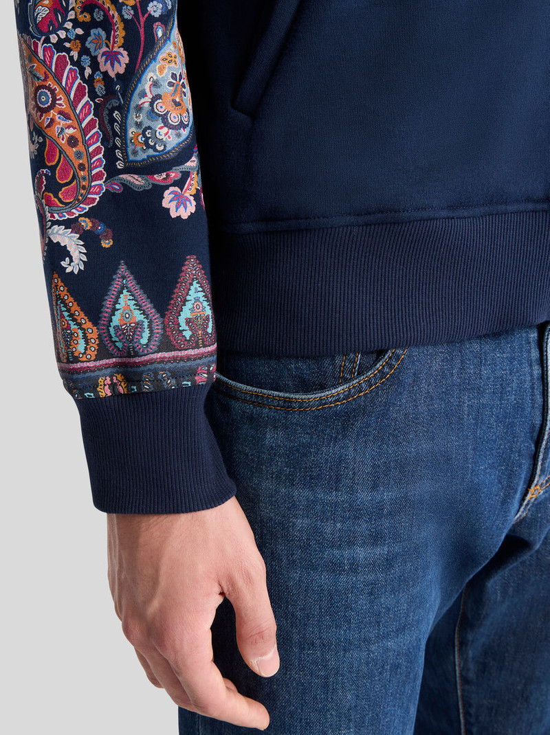 Etro HOODED SWEATSHIRT IN COTTON WITH PLACED FLORAL PAISLEY PRINT outlook