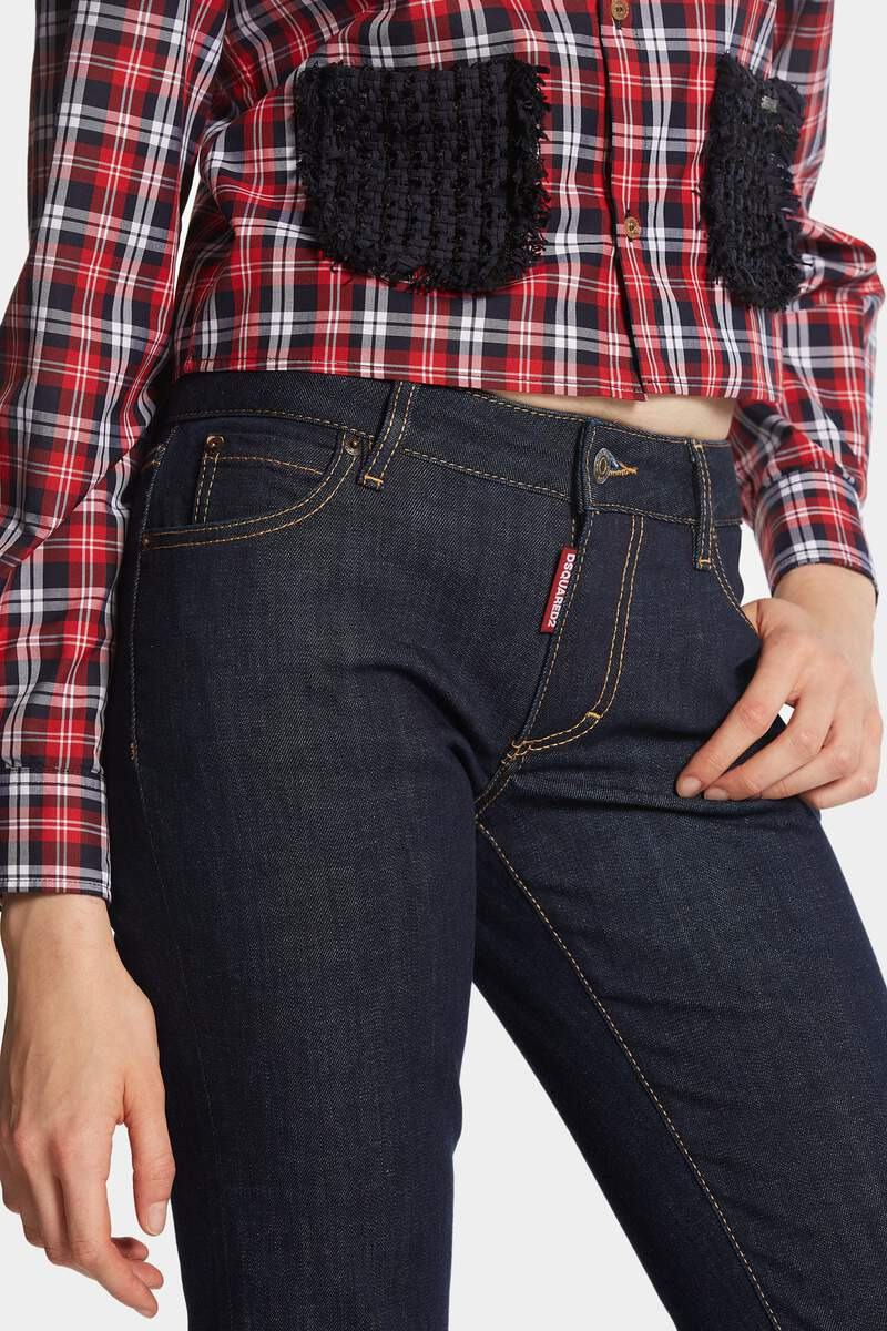 DARK RINCE WASH MEDIUM WAIST FLARE JEANS 5