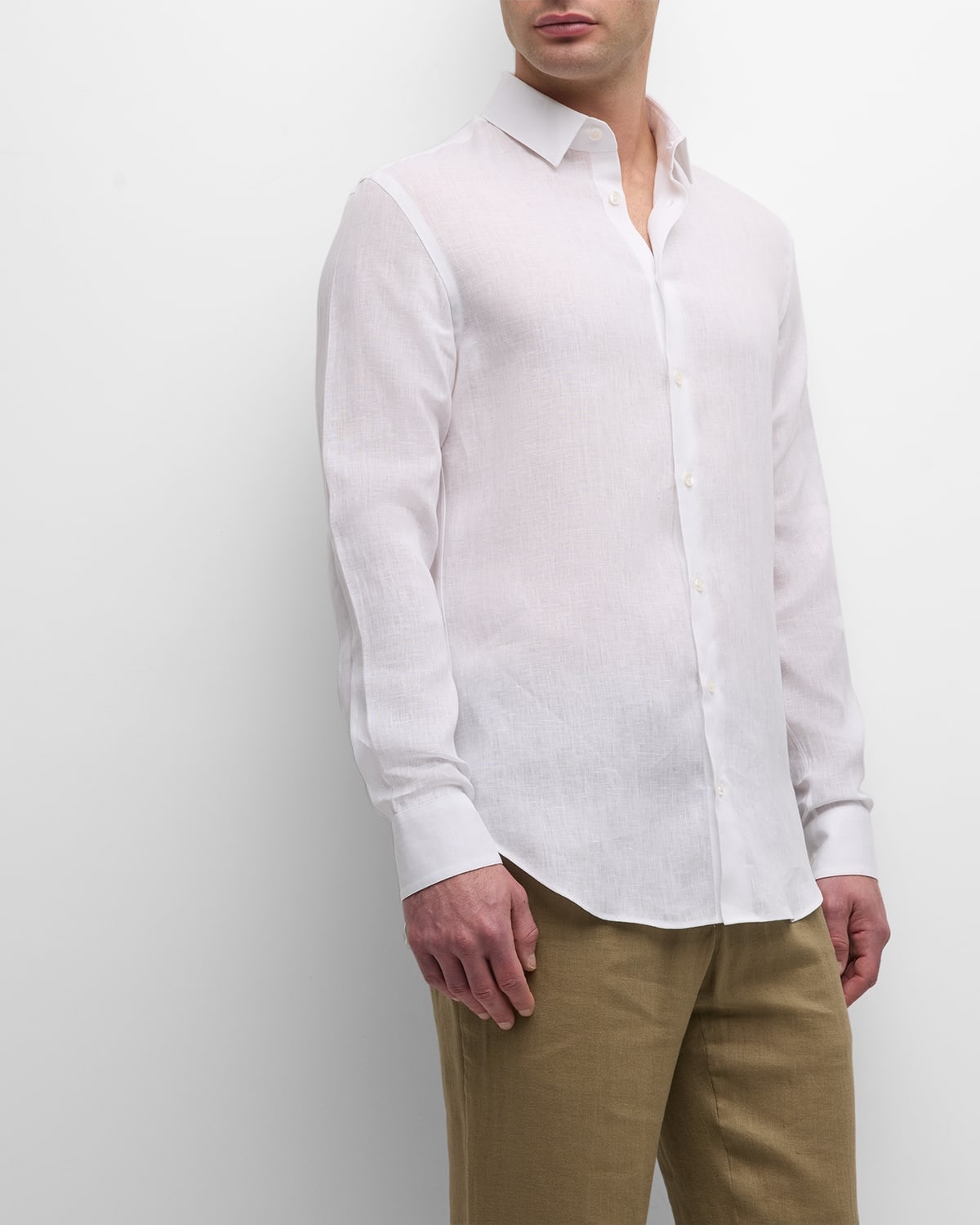 Men's Solid Linen Sport Shirt - 5