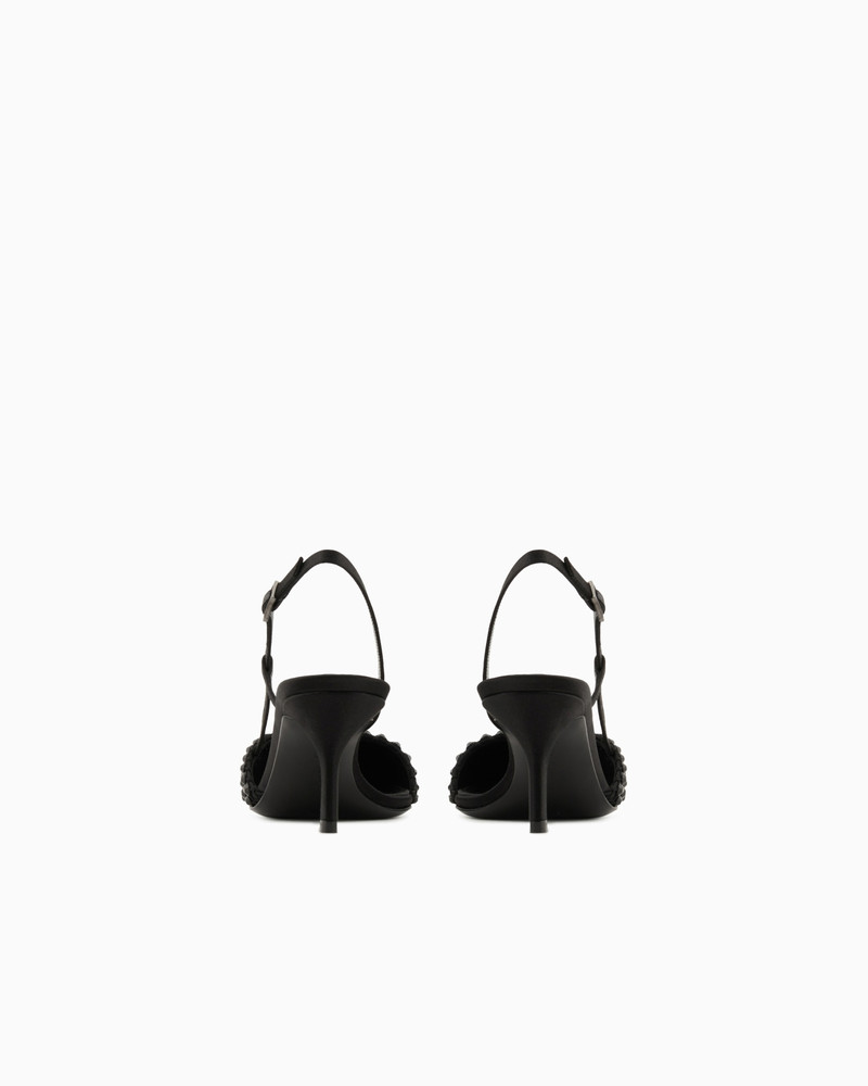 GIORGIO ARMANI SATIN, MESH AND RHINESTONE SLINGBACKS outlook