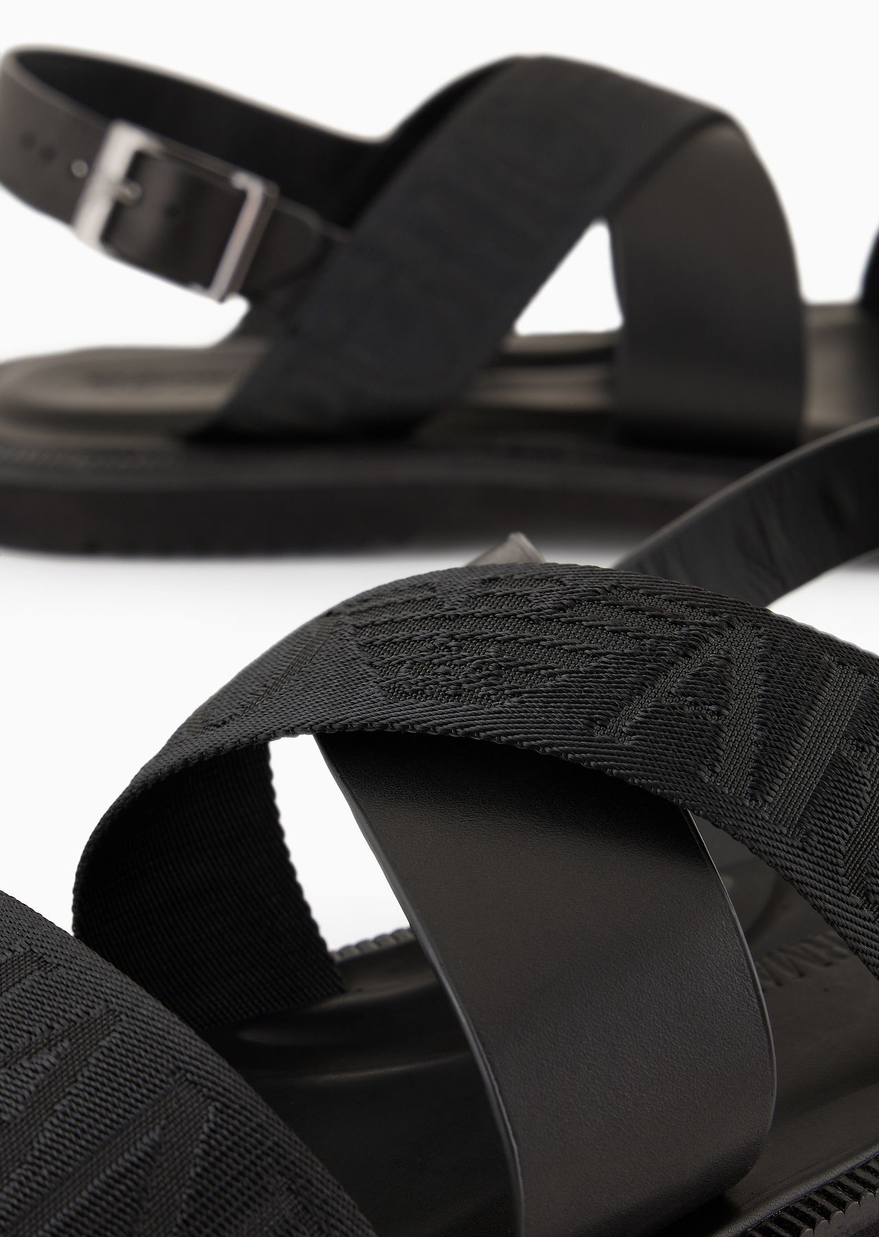 Leather cross-over sandals with logo tape - 5