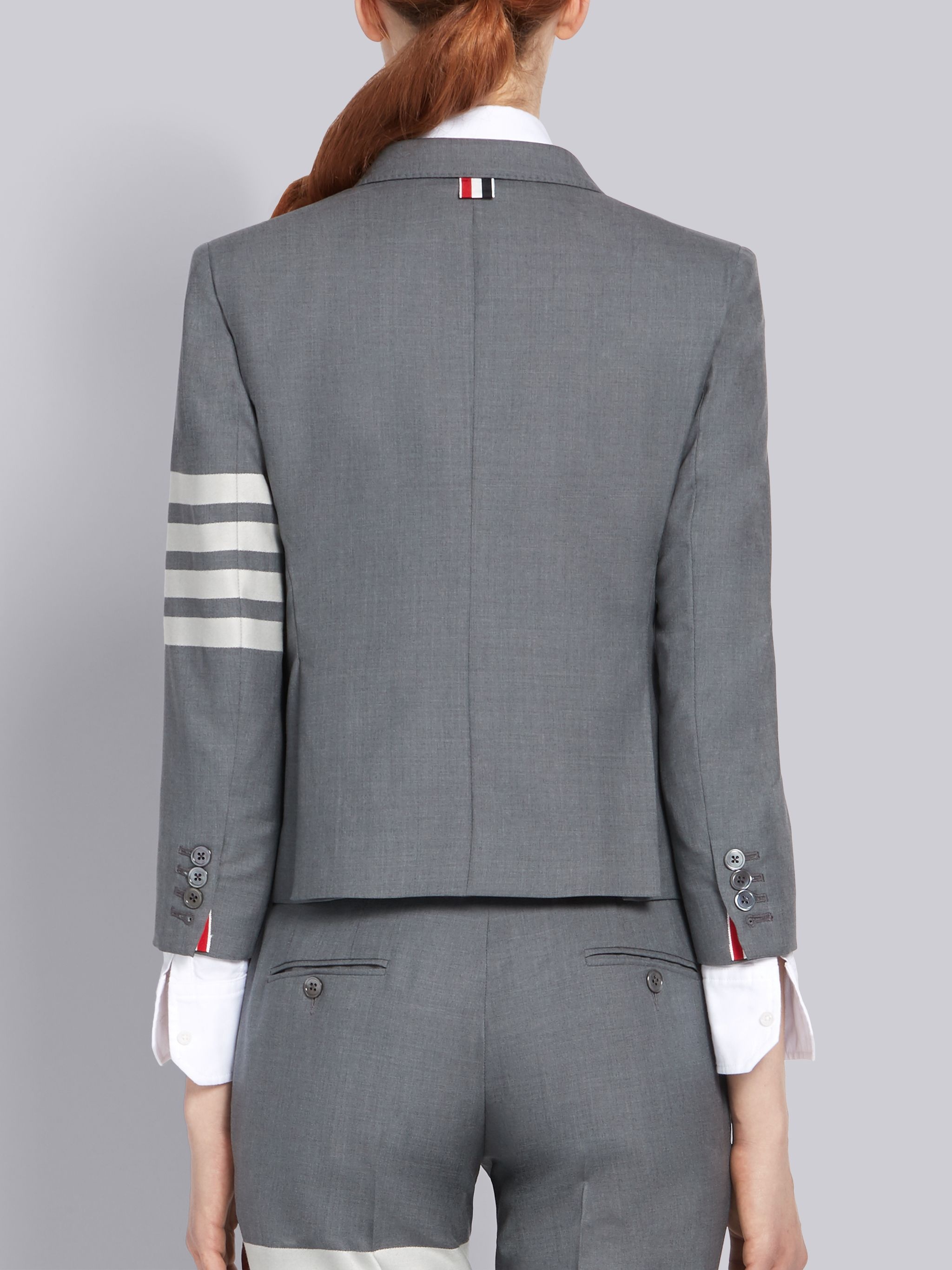 Medium Grey Plain Weave Suiting 4-Bar High Armhole Jacket - 3