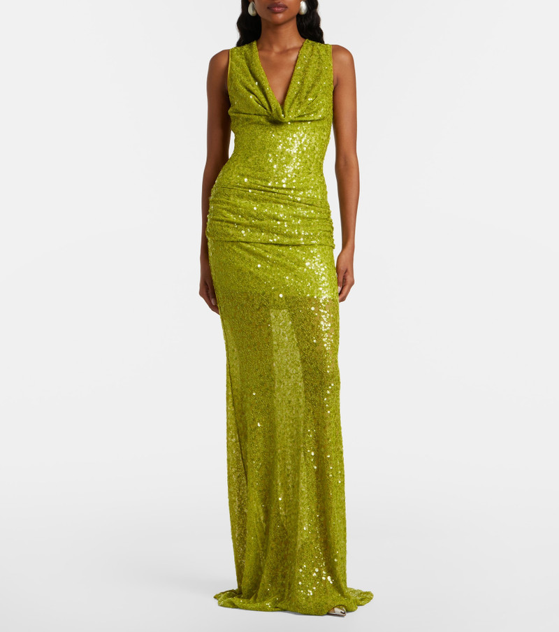 David Koma Sequined draped gown outlook