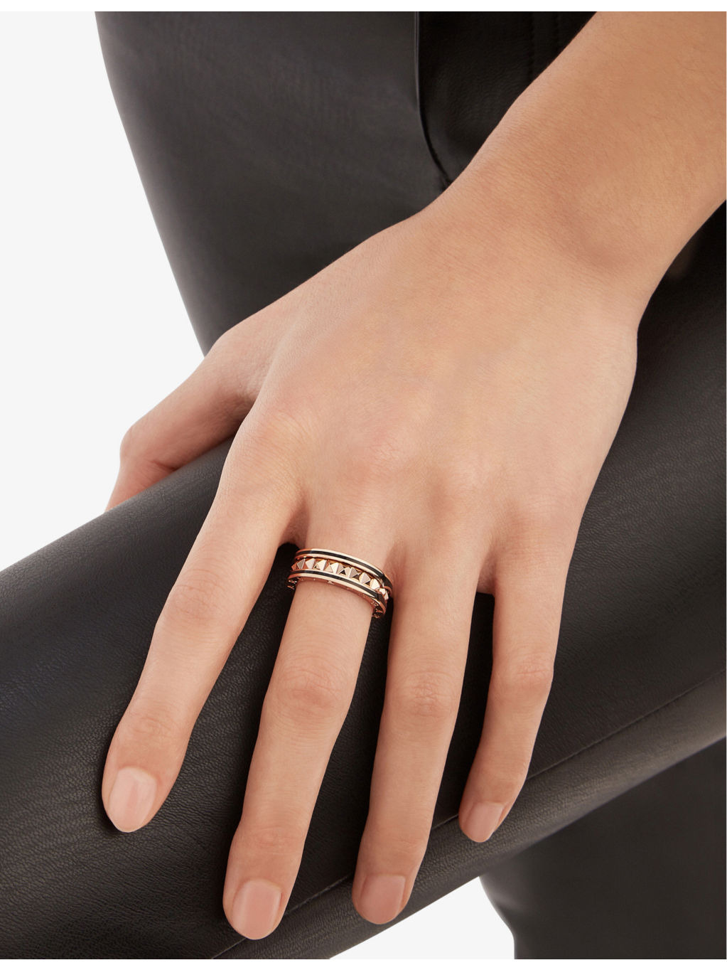 B.zero1 18ct rose-gold and ceramic ring - 6