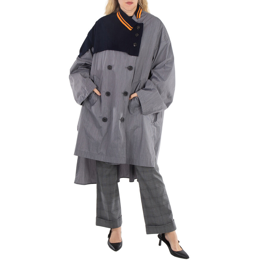Kolor Ladies Light Gray Taffeta Long Coat, Brand Size 1 (Small) - 3