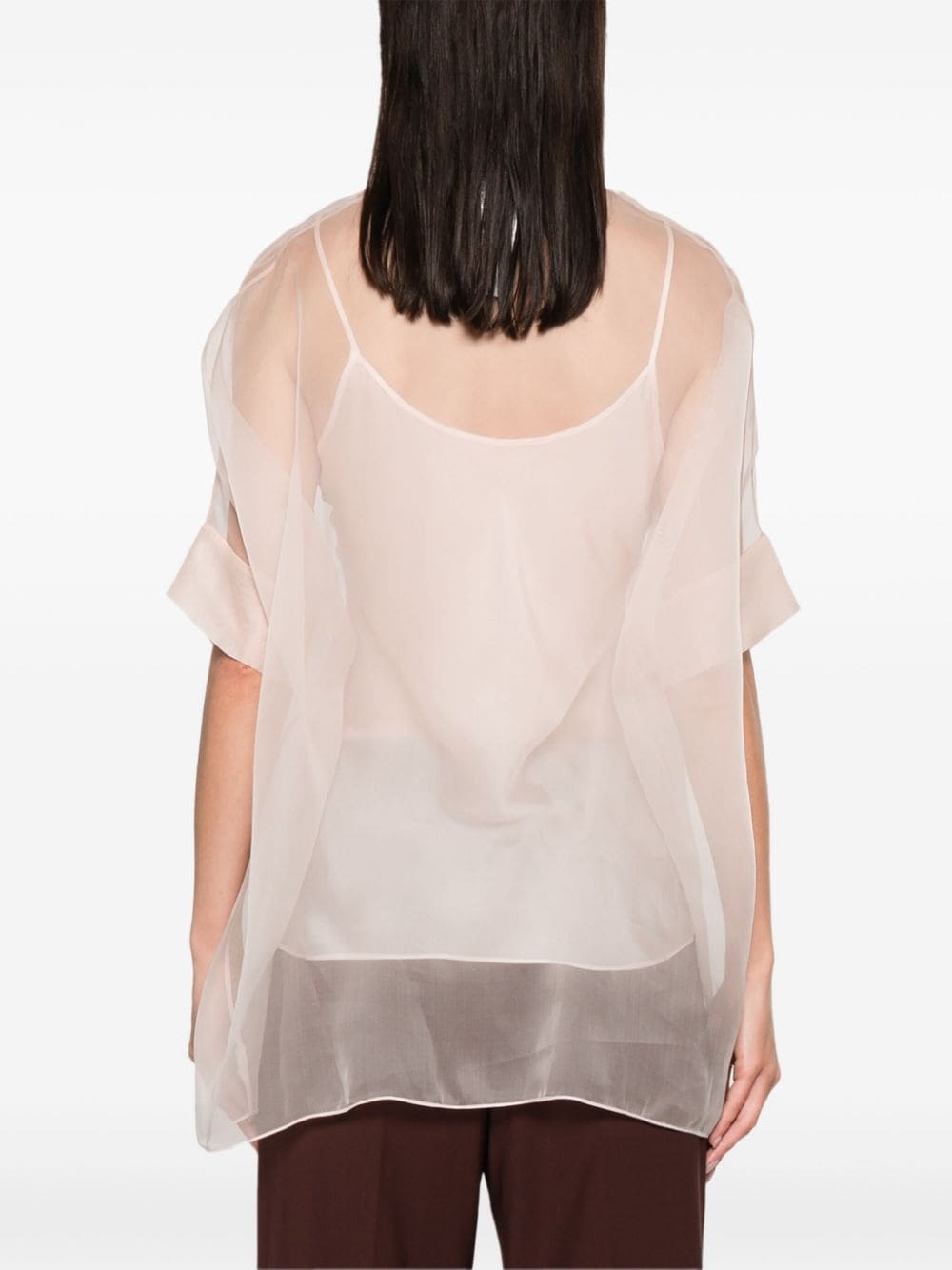 sheer layered silk blouse - 4