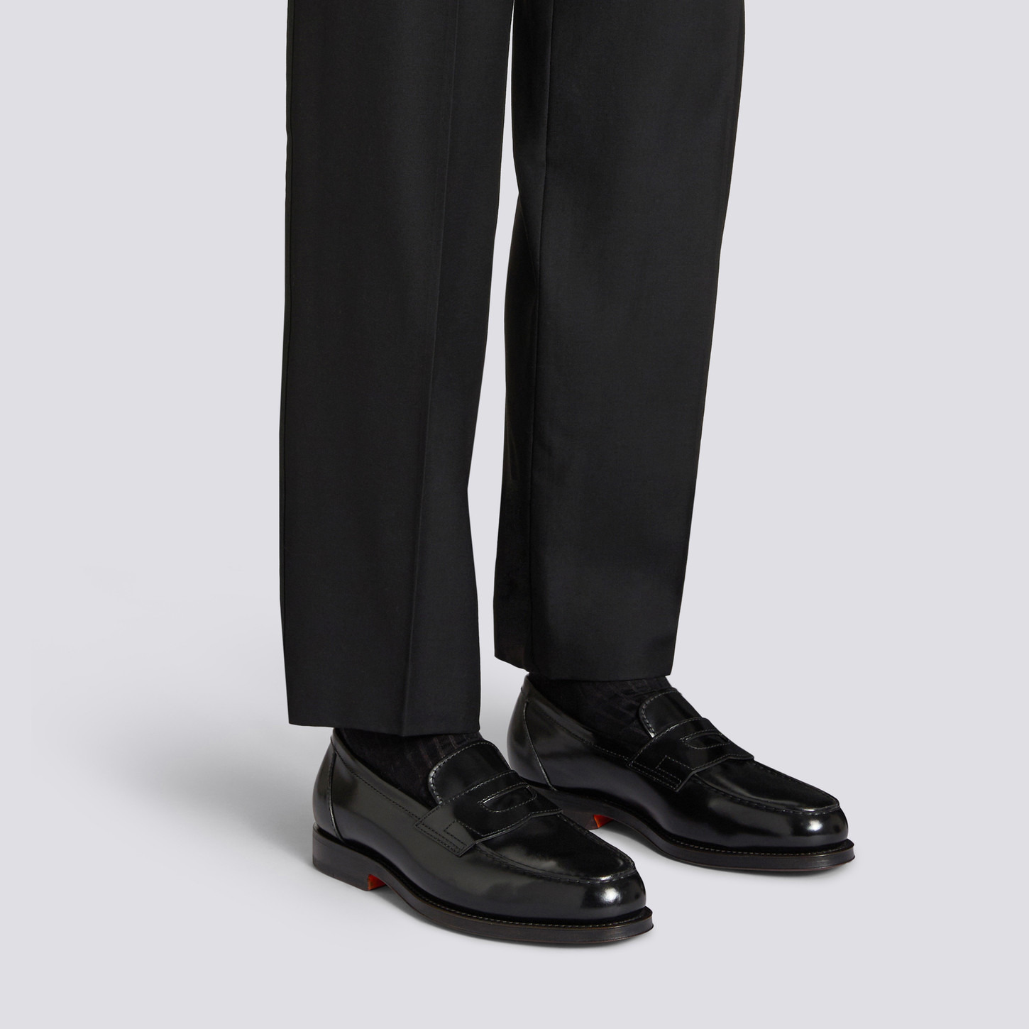 Men's black leather penny loafer - 2