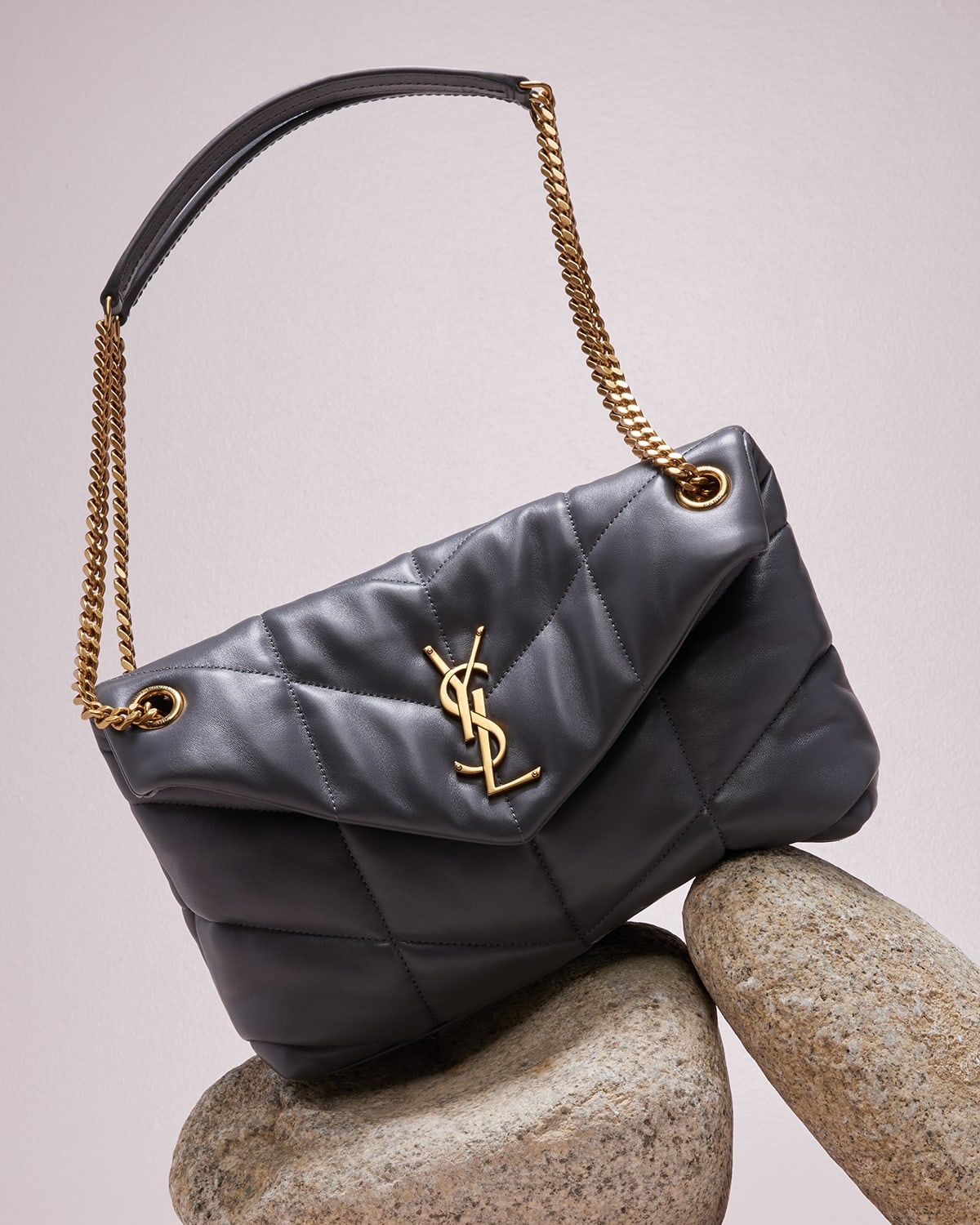 Lou Puffer Small YSL Shoulder Bag in Quilted Leather - 8
