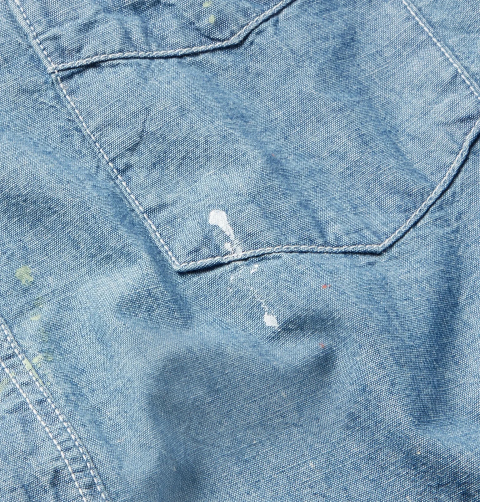 Paint-Splattered Cotton-Chambray Shirt - 3