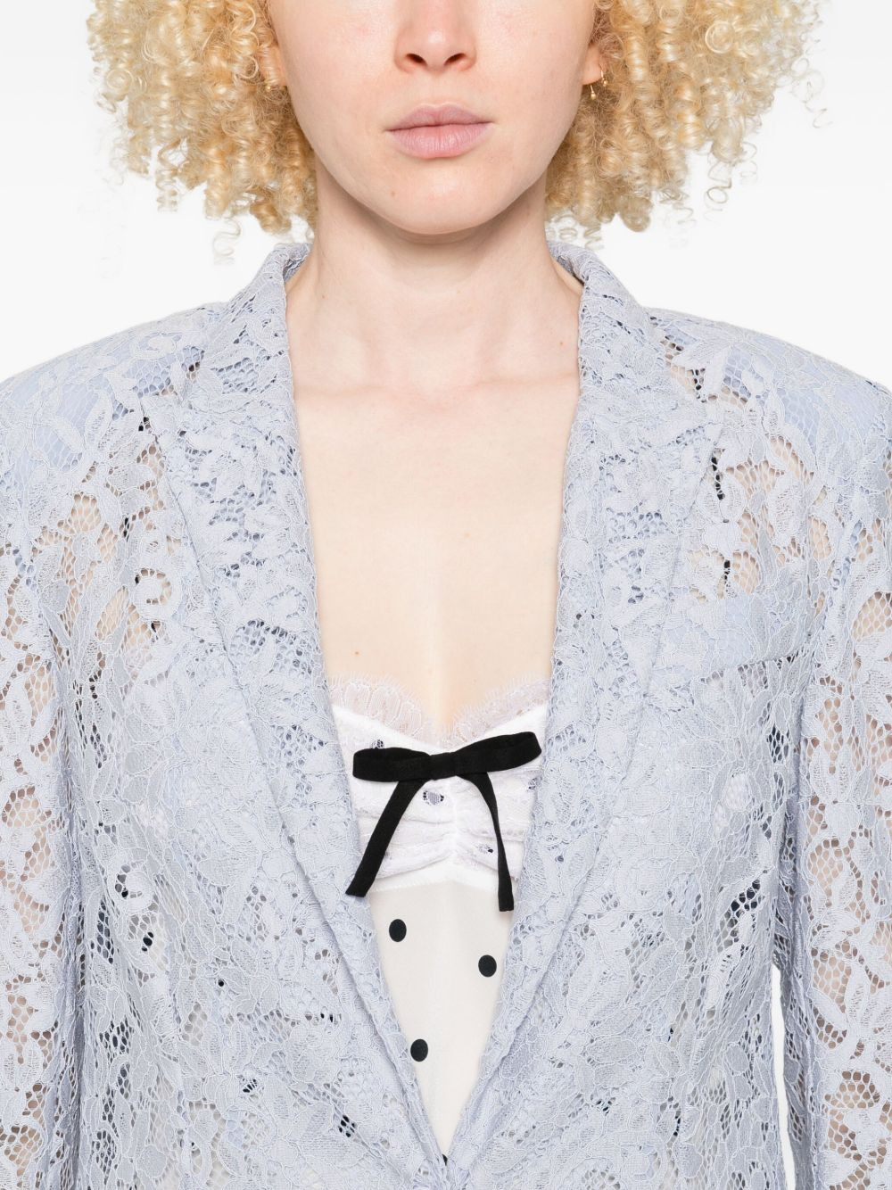 lace single-breasted blazer - 5
