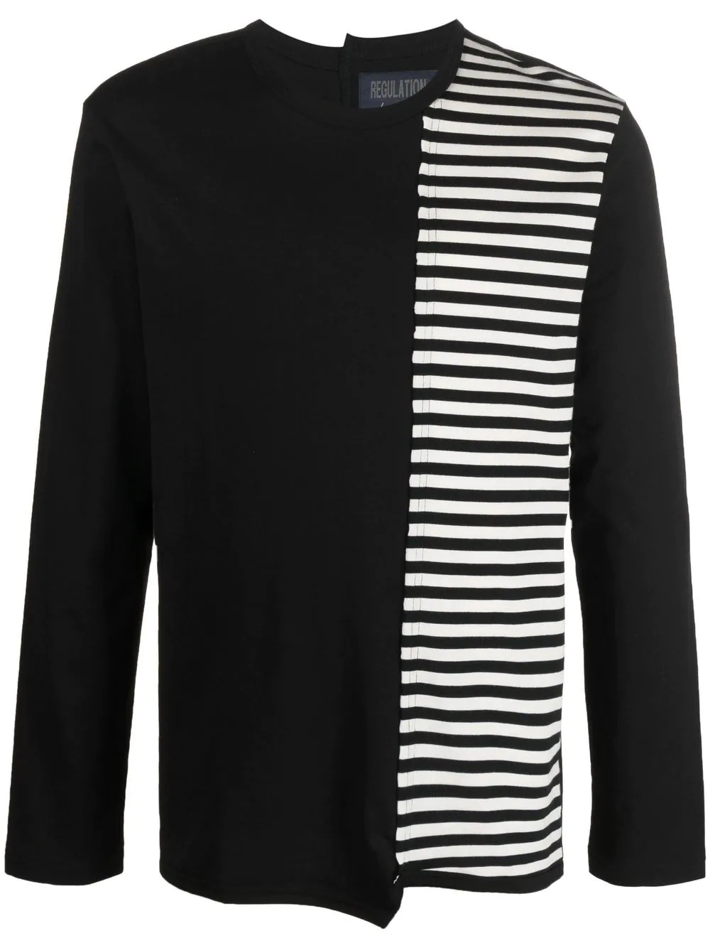 stripe-pattern panelled long-sleeve T-Shirt - 1