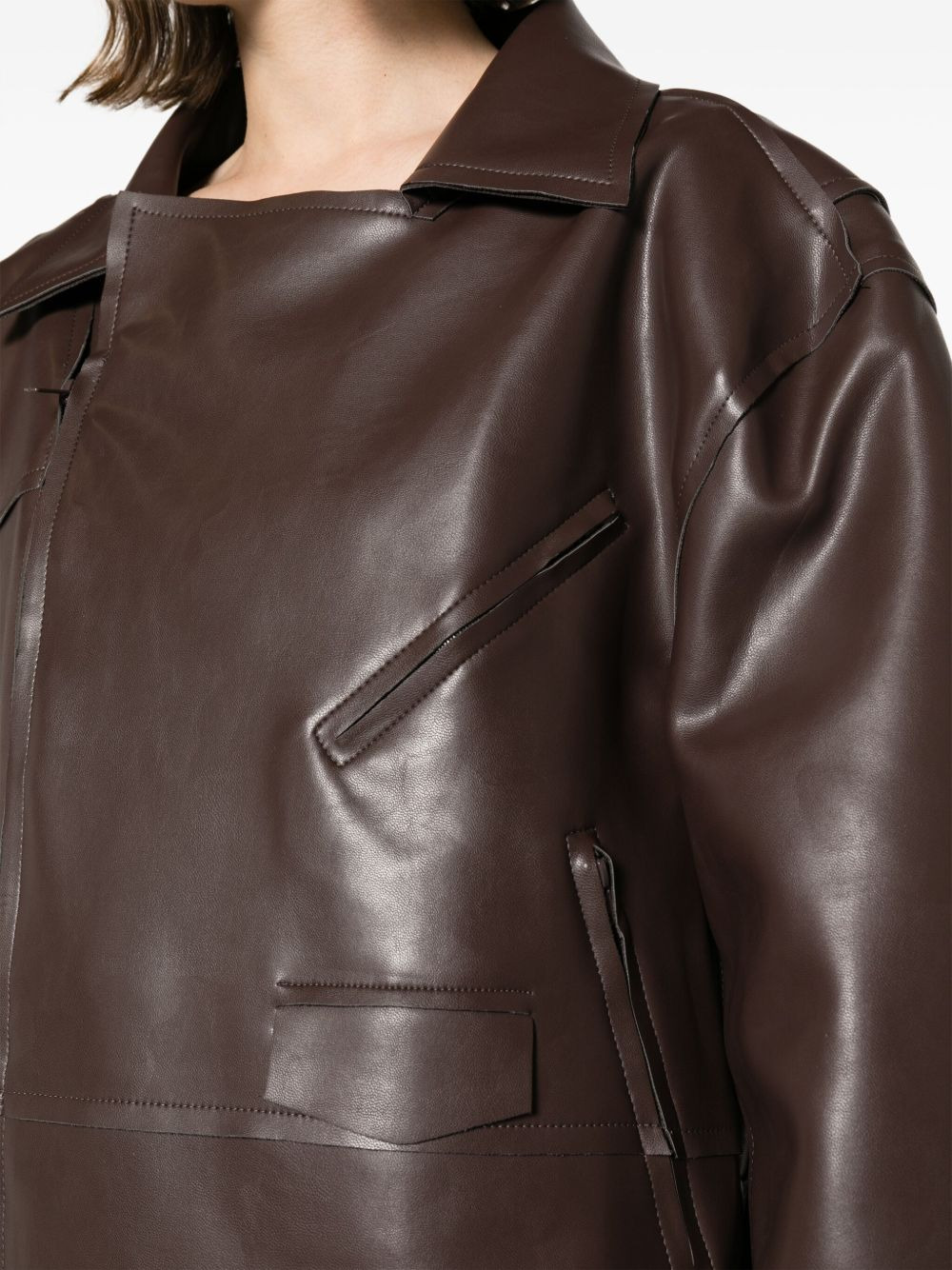 oversized zip-up biker jacket - 5