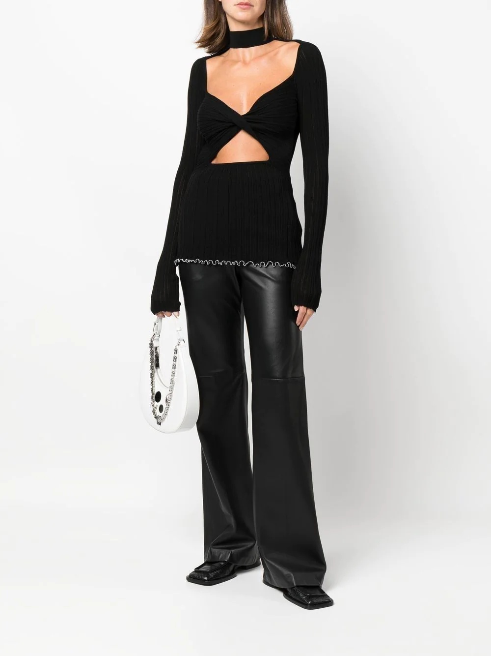 cut-out knitted top - 2