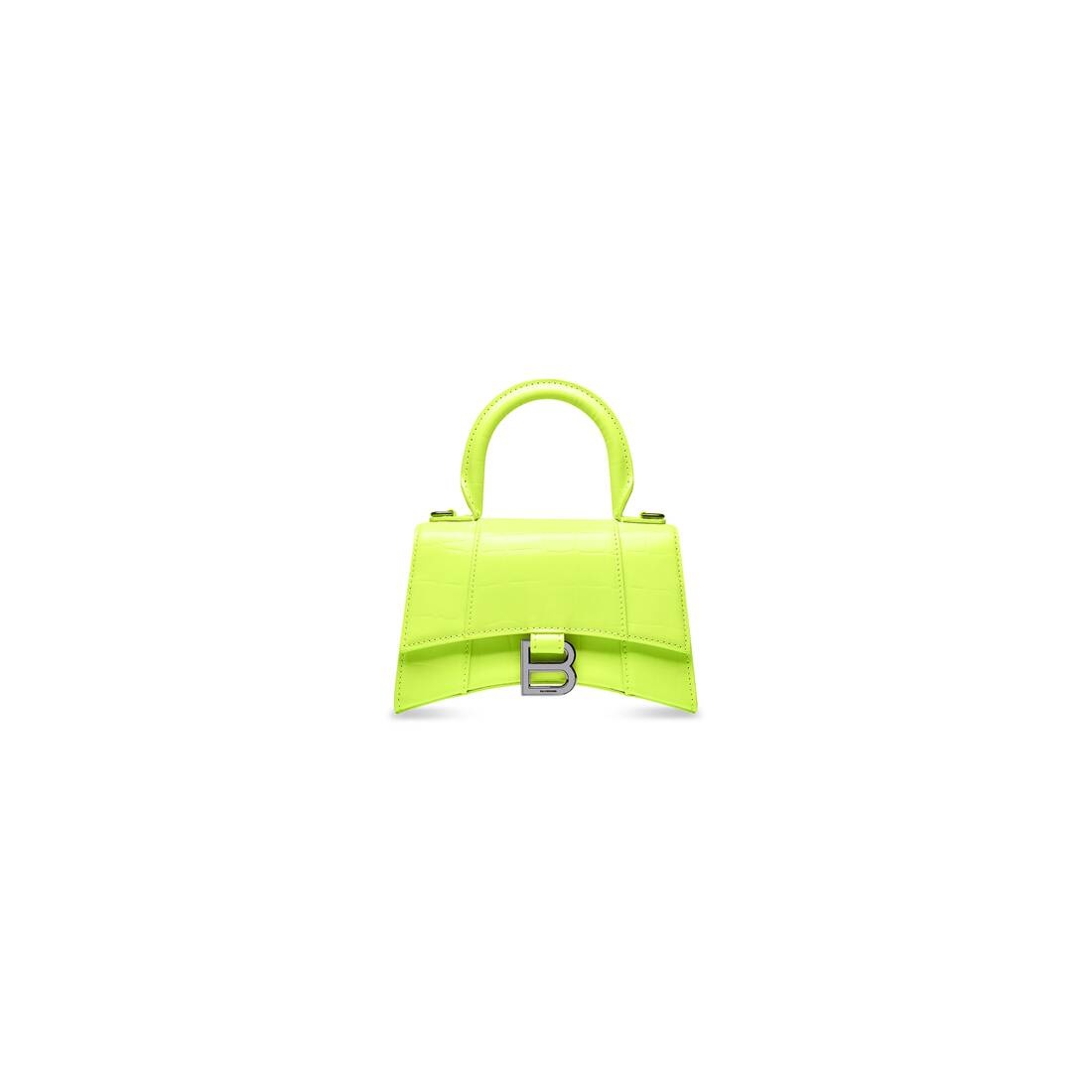 Women's Hourglass Xs Handbag Crocodile Embossed in Yellow - 1