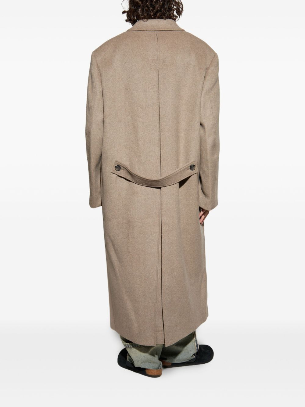button-fastening wool coat - 4
