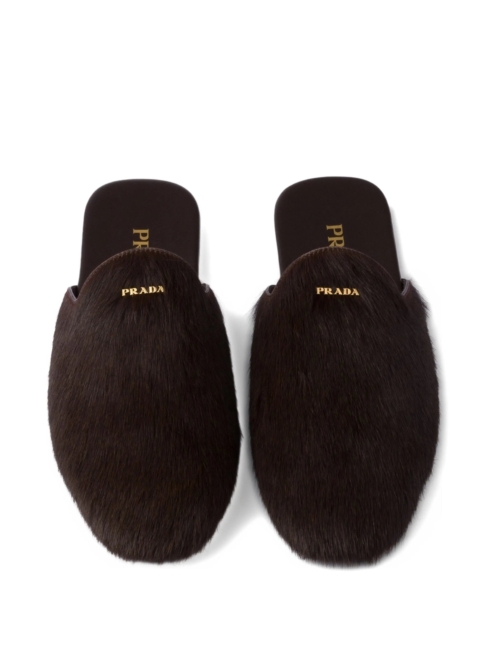 logo-plaque hair-calf mules - 3