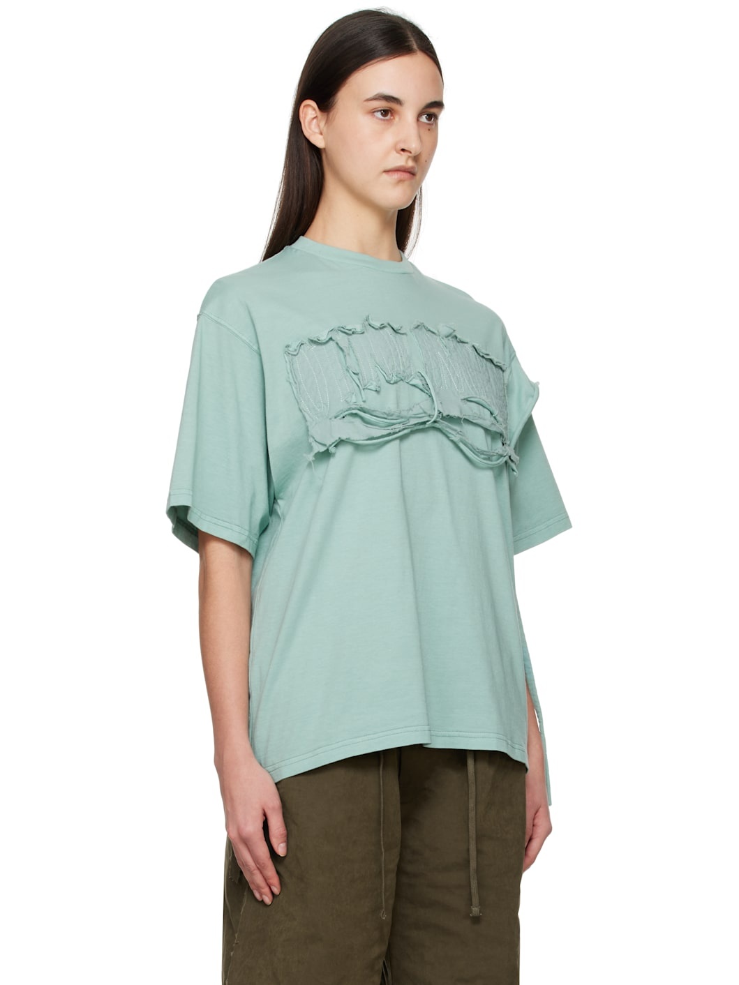 Blue Distressed Oversized T-shirt - 2