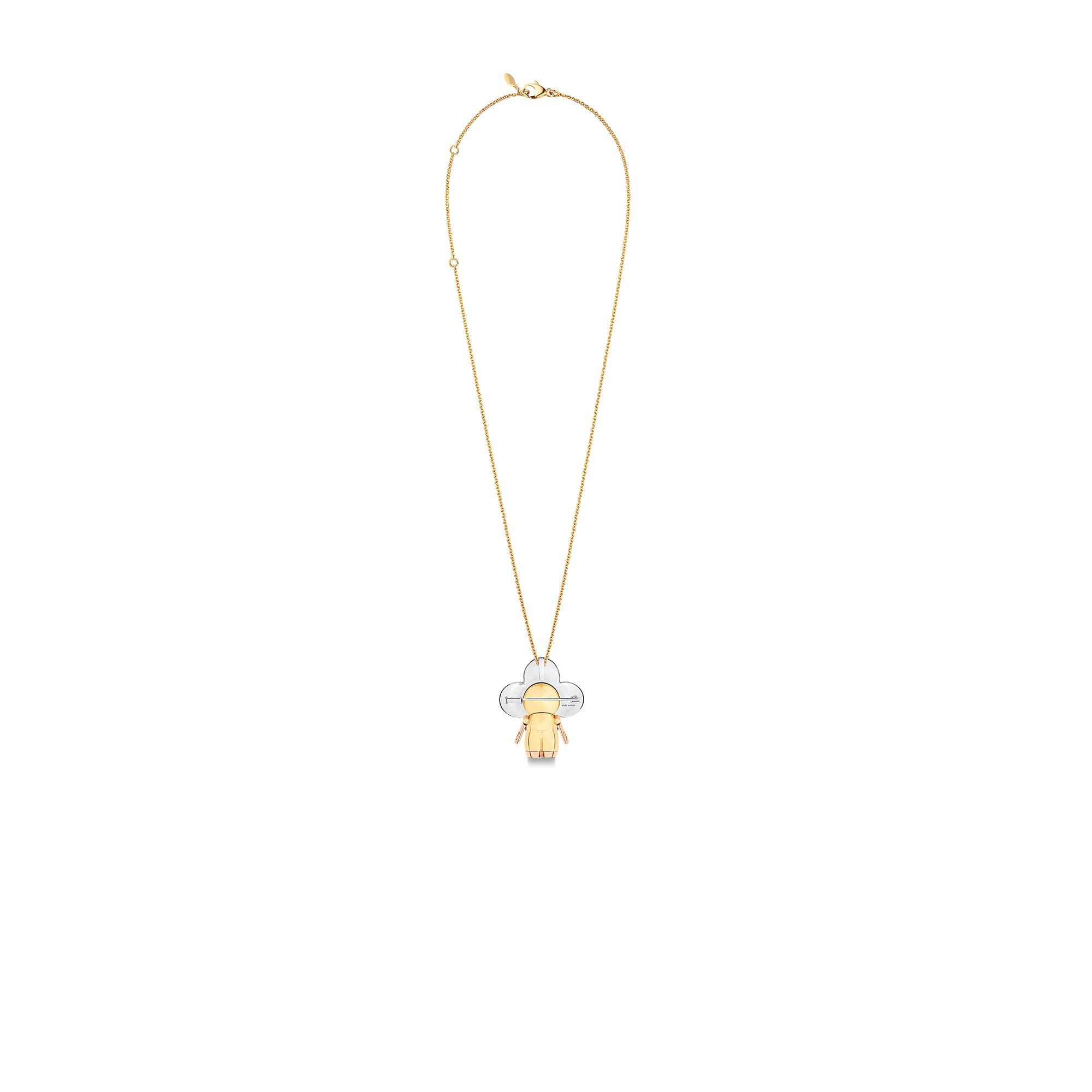 Vivienne large pendant, 3 golds & diamonds - 4