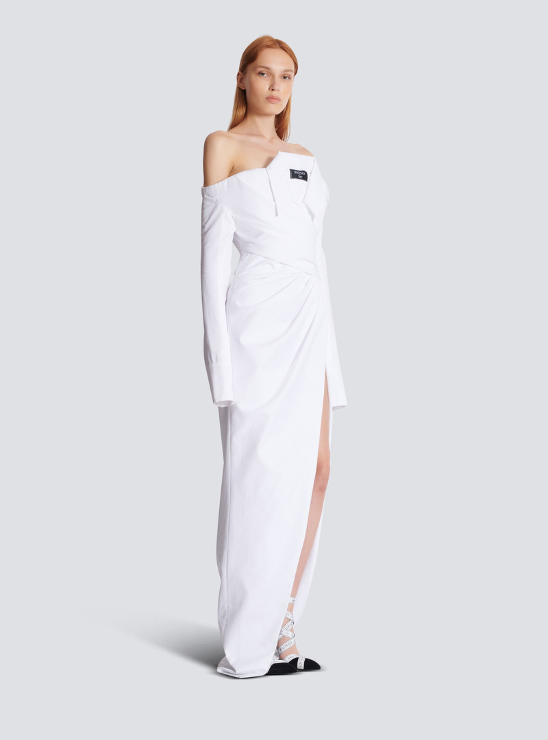 Long-sleeved poplin bustier dress 3