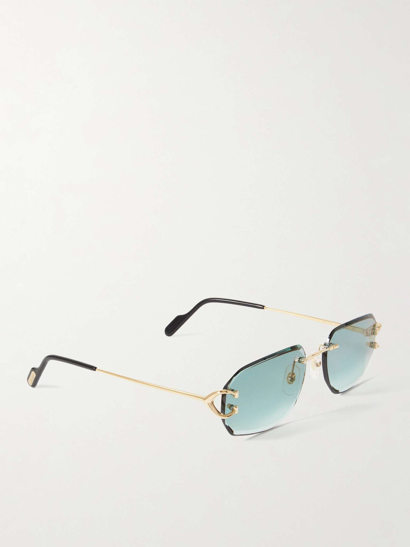 Signature C Rimless Rectangular-Frame Gold-Tone Sunglasses 3