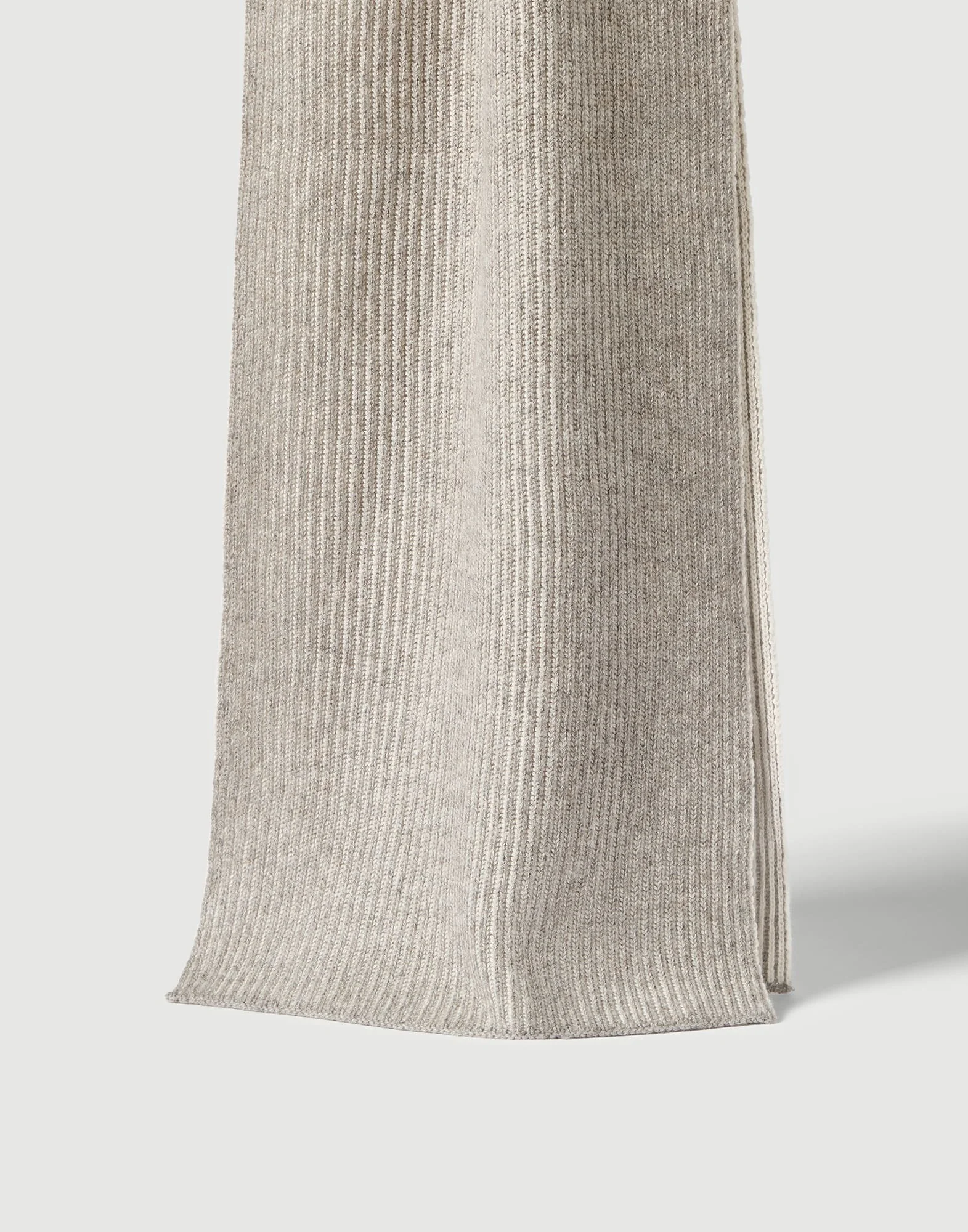 Cashmere English rib vanisé knit scarf - 1
