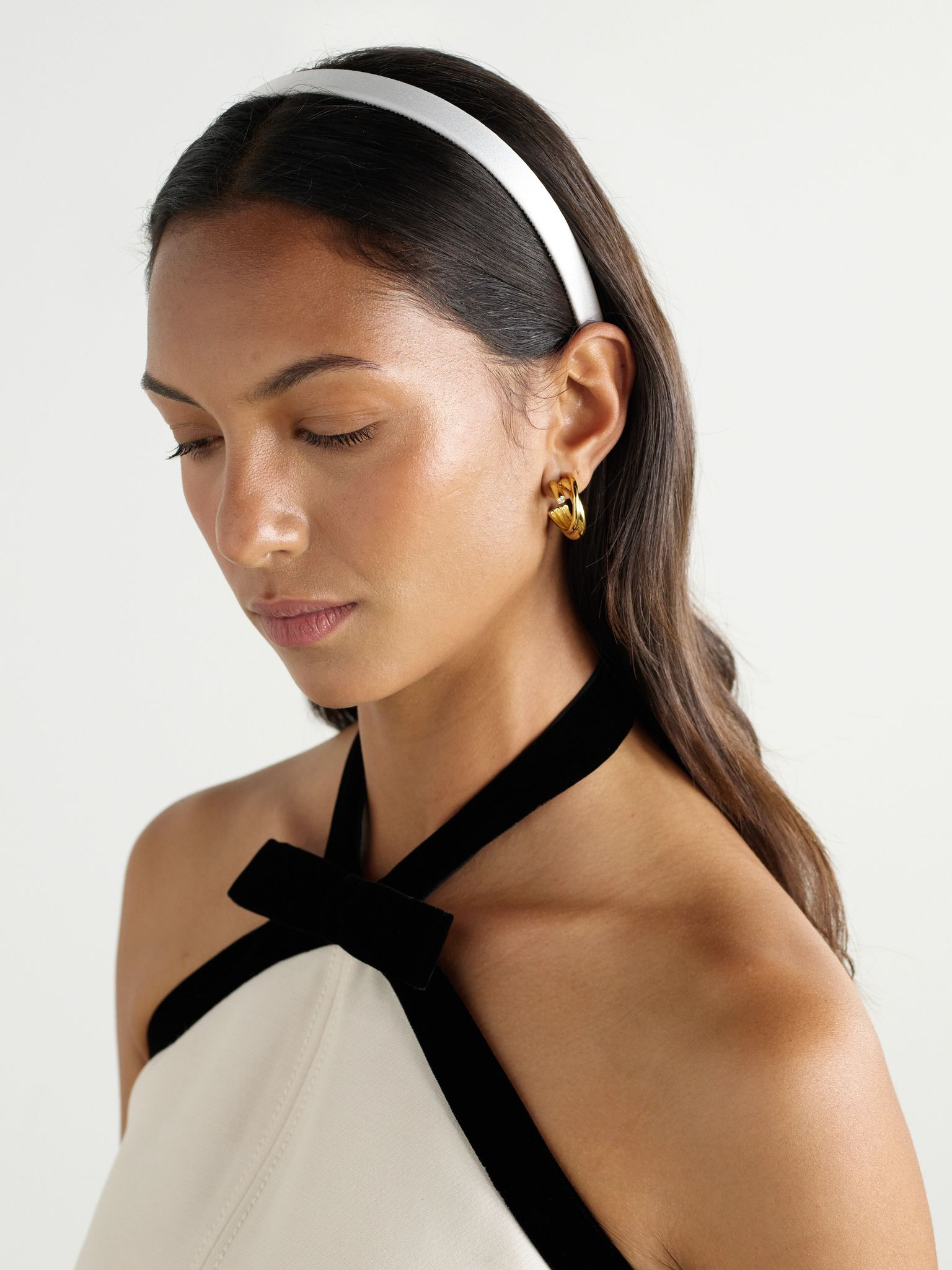 Lucy silk-satin headband Cream - 2