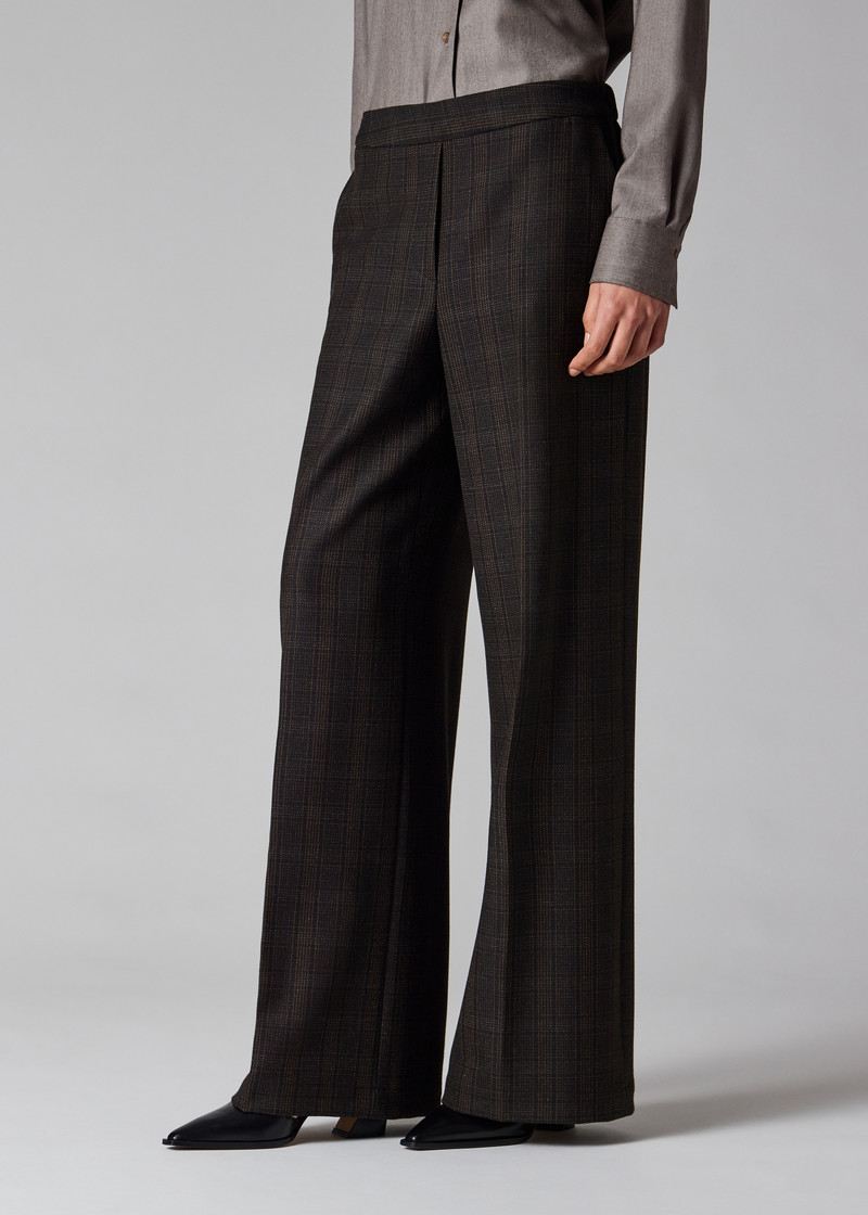 Women's Black Flecked Check Wide-Leg Trousers 5