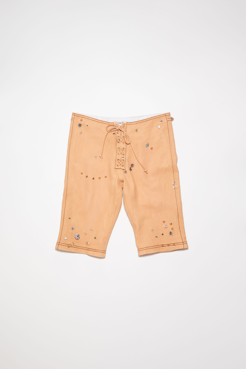 Leather shorts - Ecru beige 1