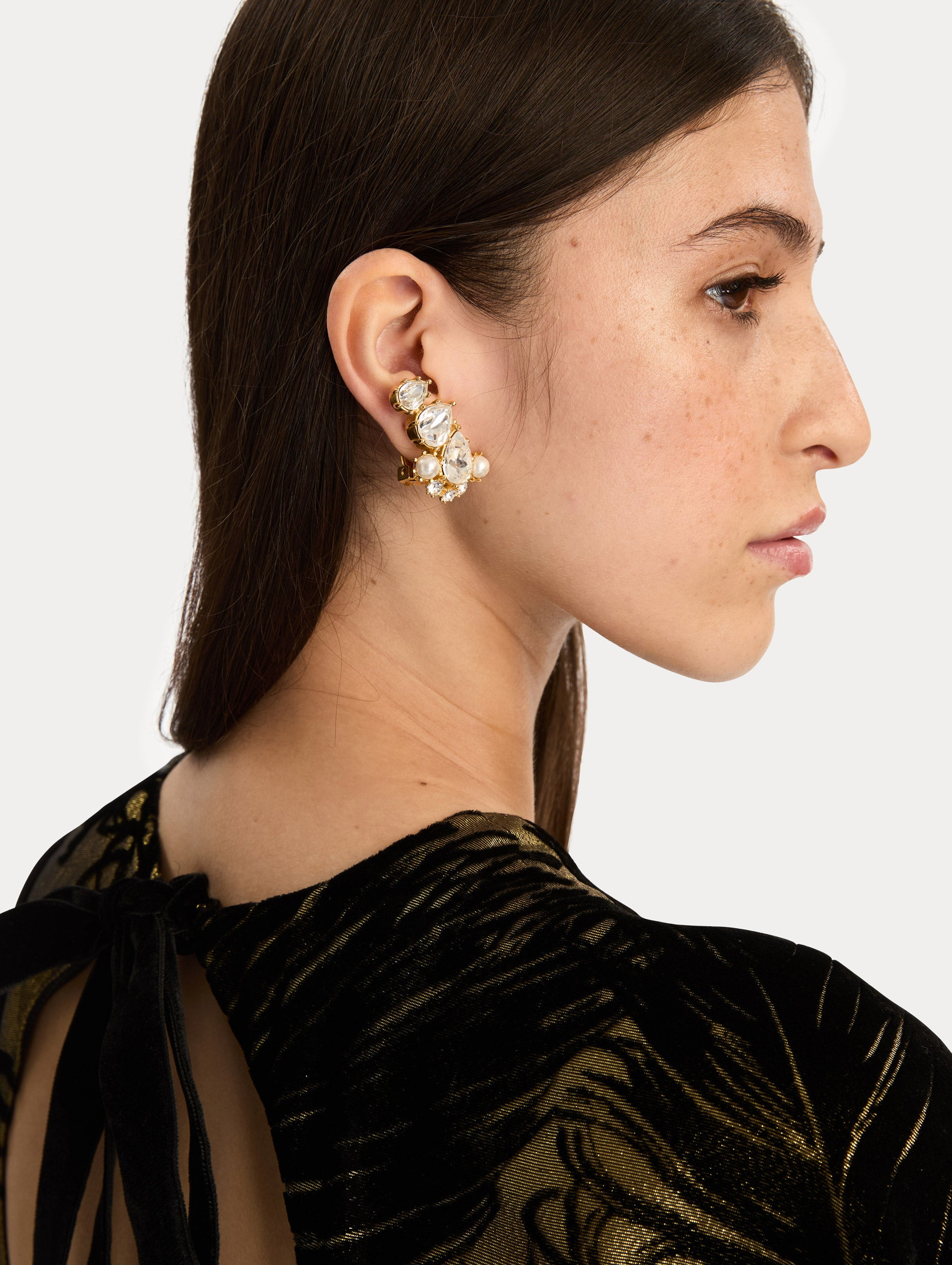 FACETED CRYSTAL CUFF CLIP-ON EARRINGS - 2