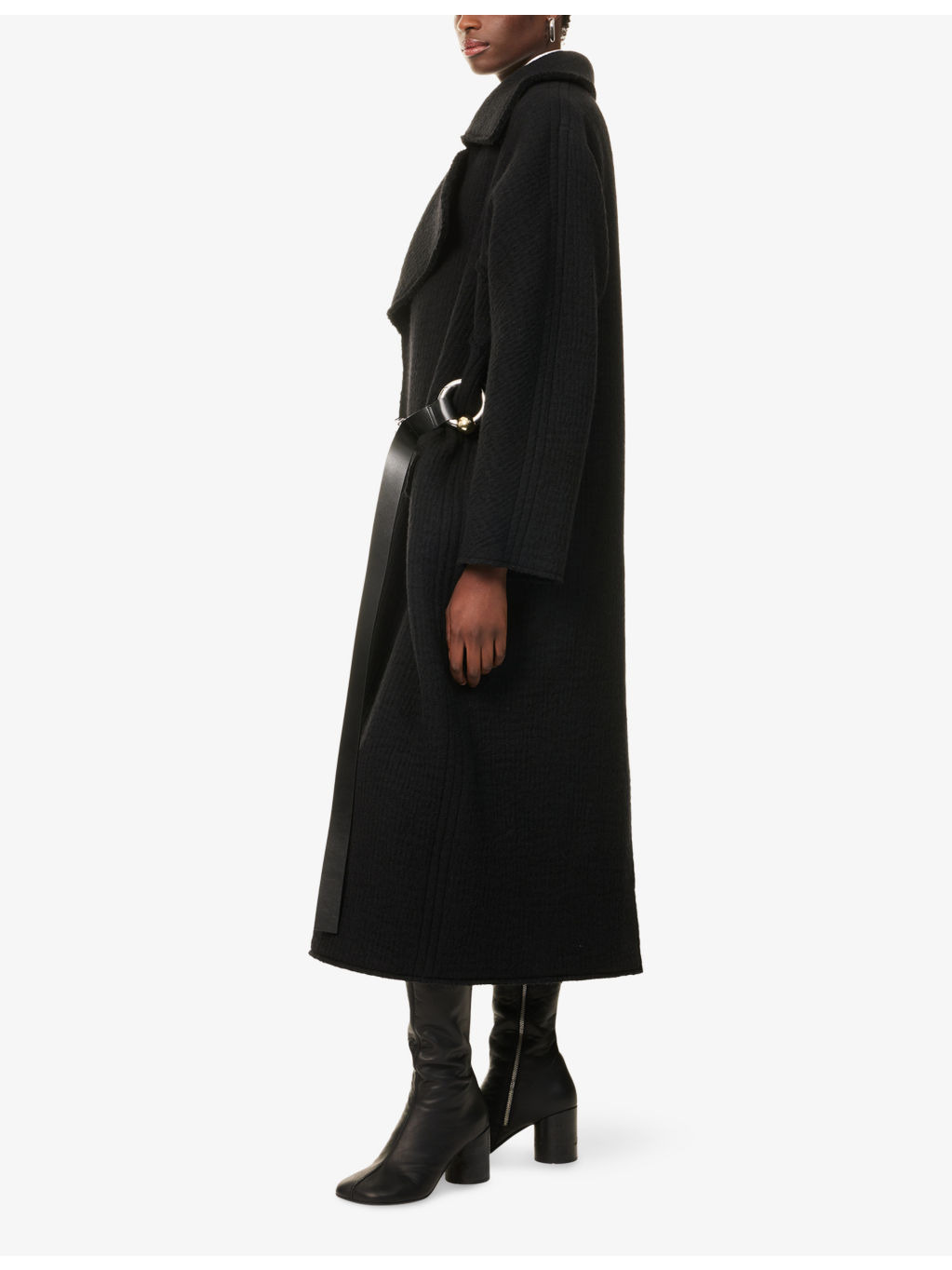 Belted Notch-Lapels Stretch-Wool Coat - 3