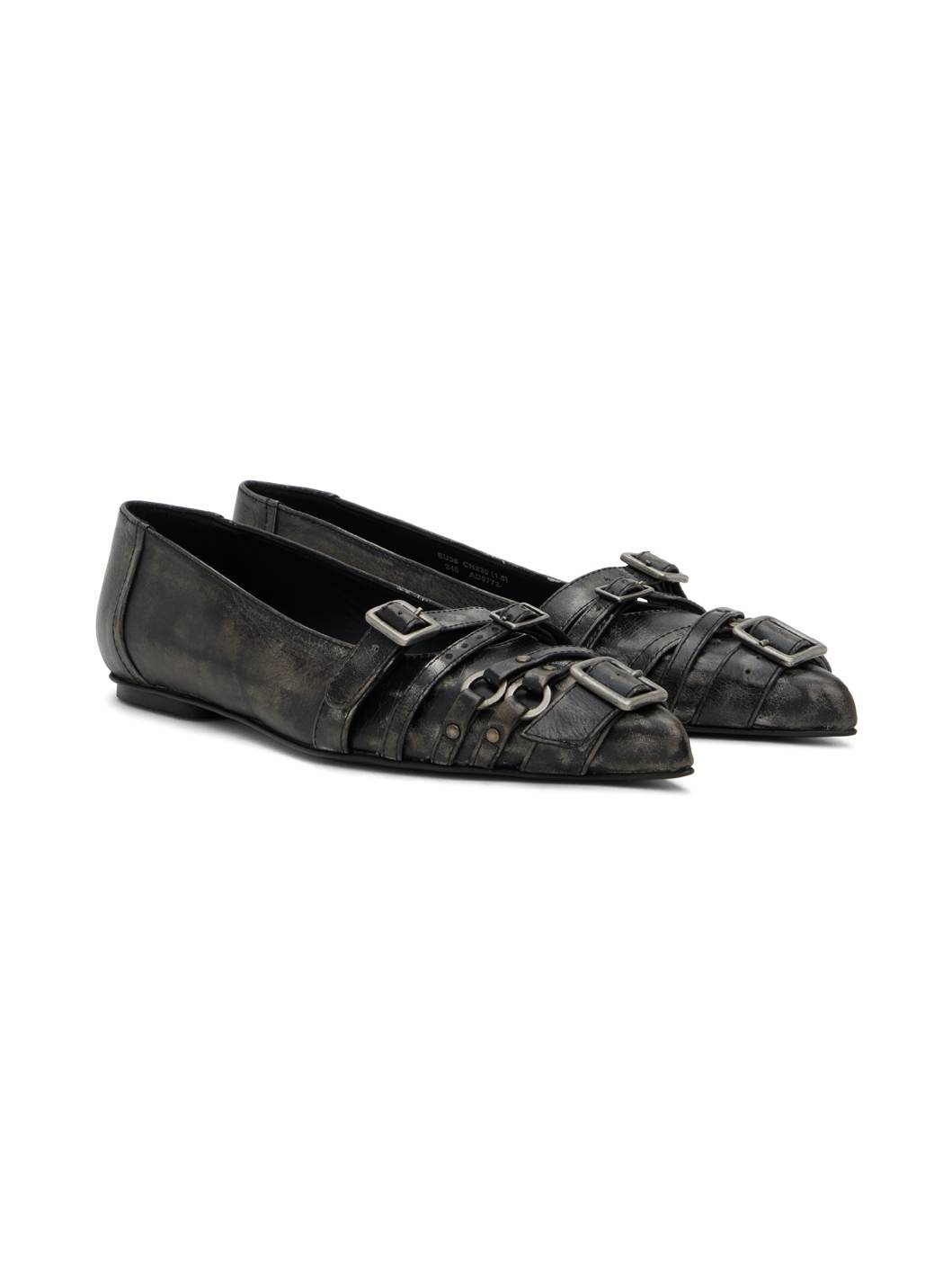 Black Pin-Buckle Ballerina Flats - 4