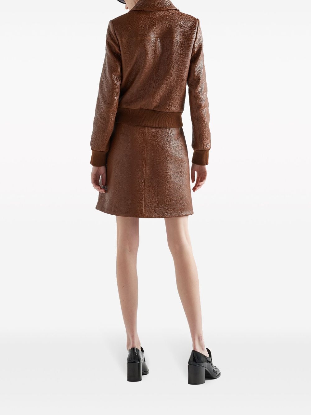crocodile-embossed leather jacket - 3