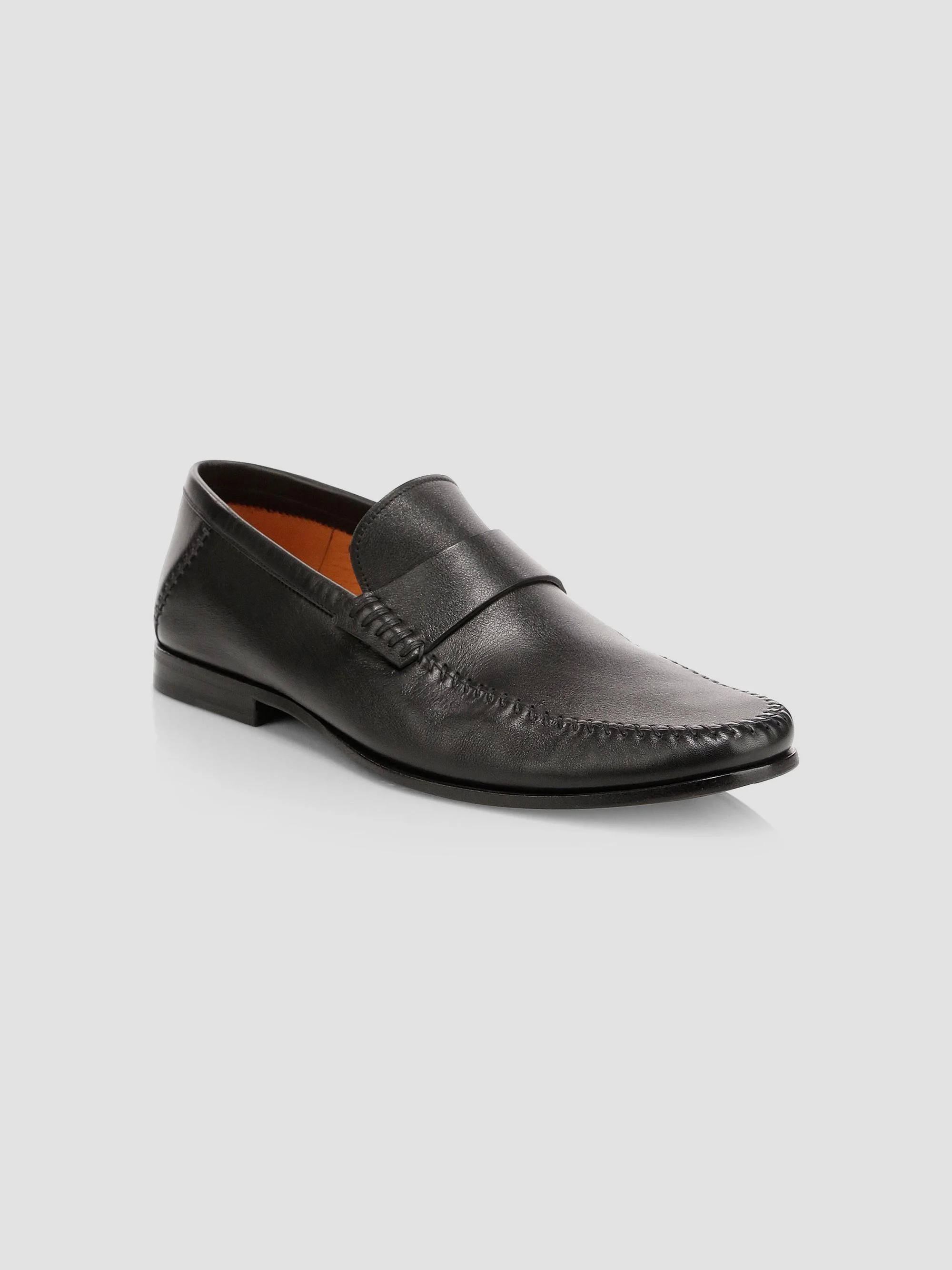 Men's Paine Leather Moccasin Loafers - Black - 1