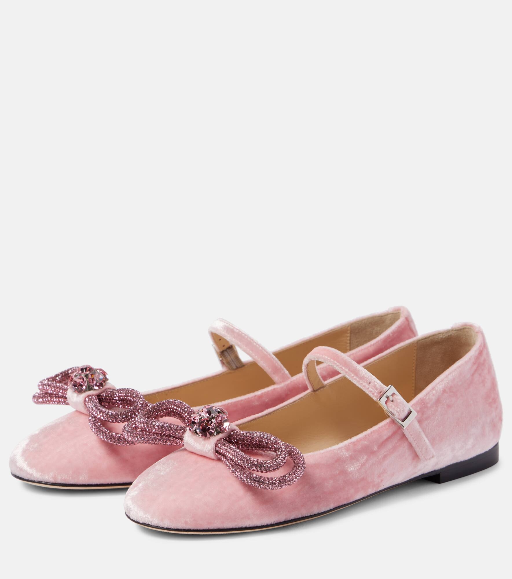Double Bow velvet ballet flats - 5
