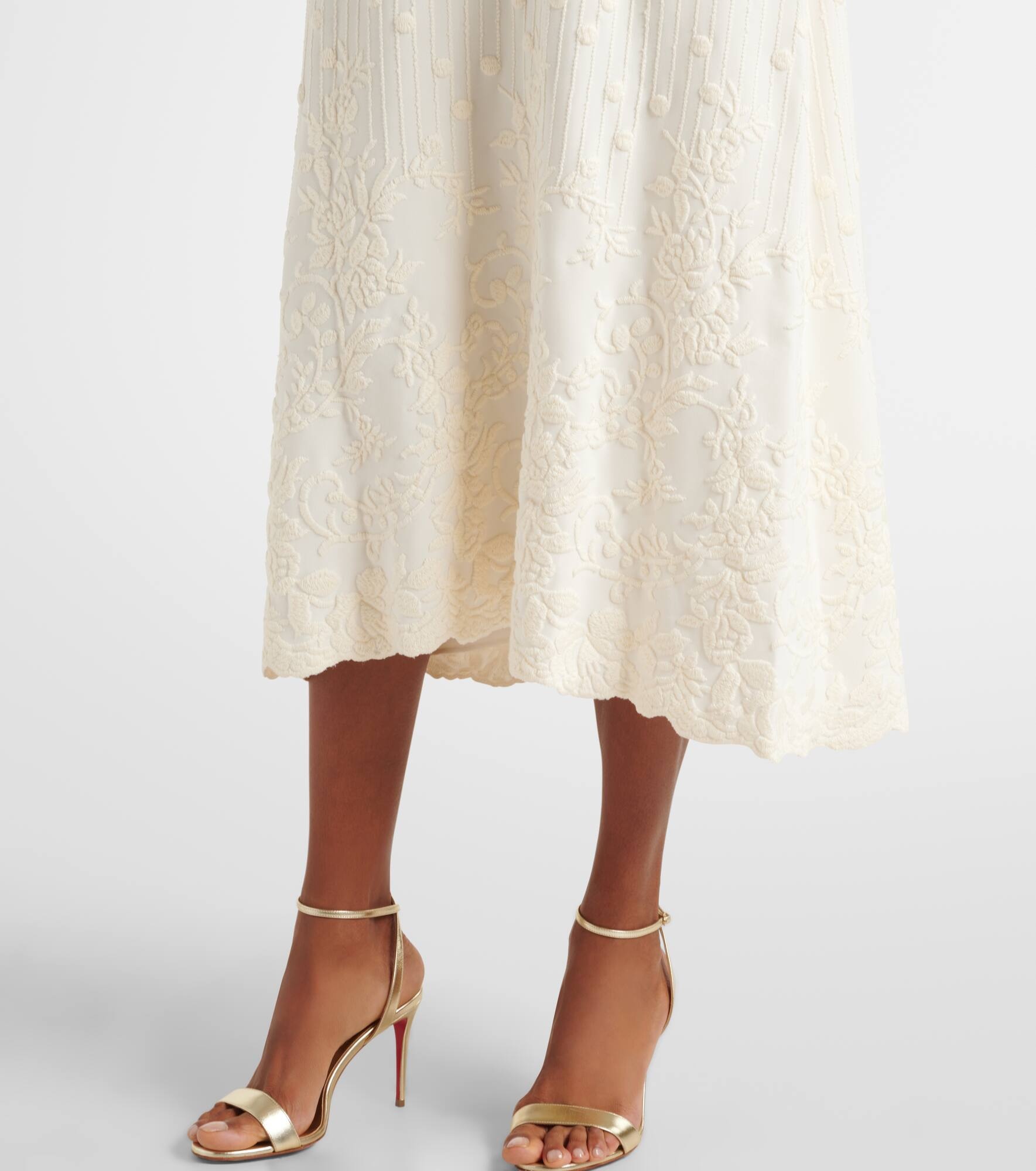 Embroidered cady midi dress - 5