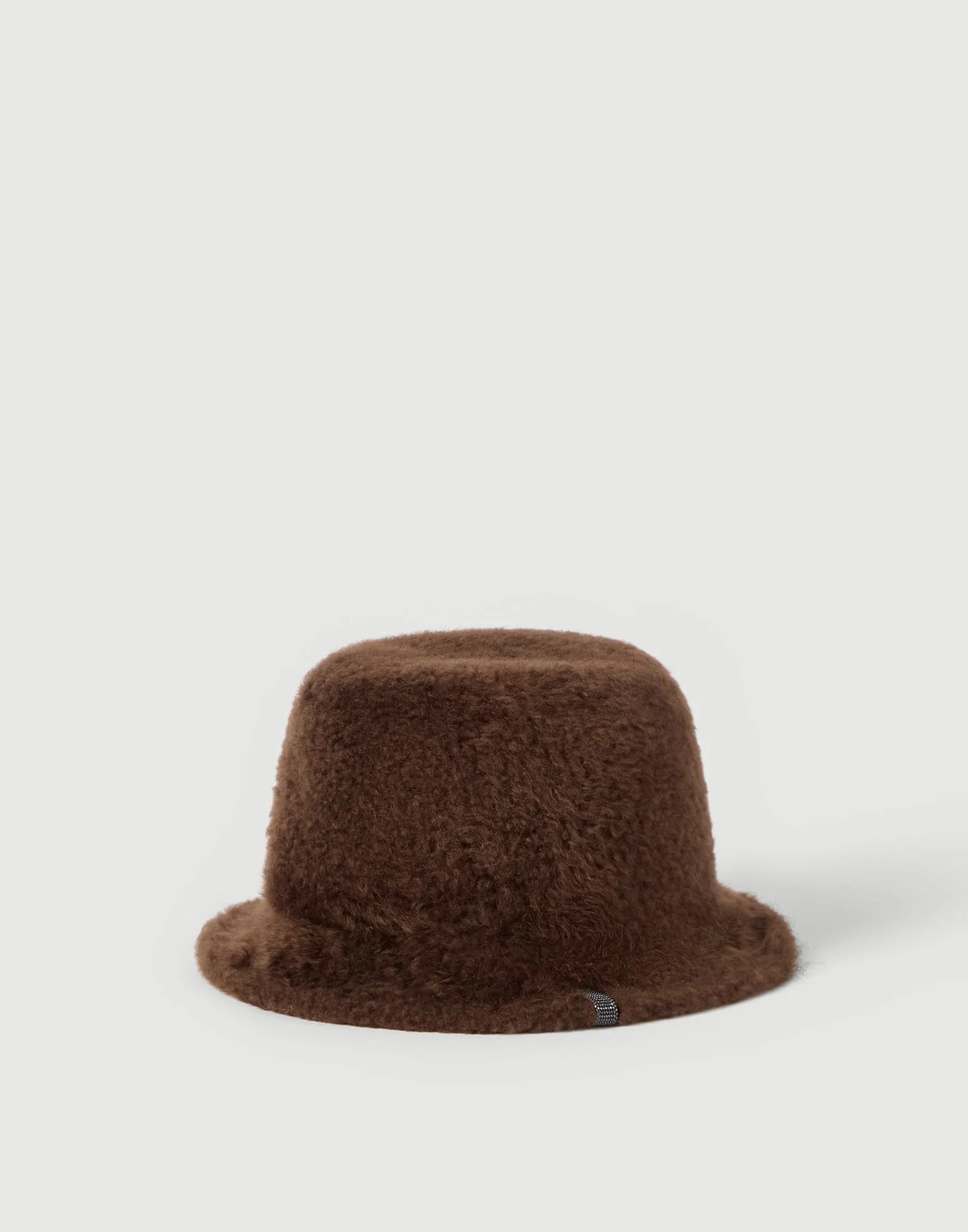 Soft fuzzy shearling bucket hat with shiny band - 1