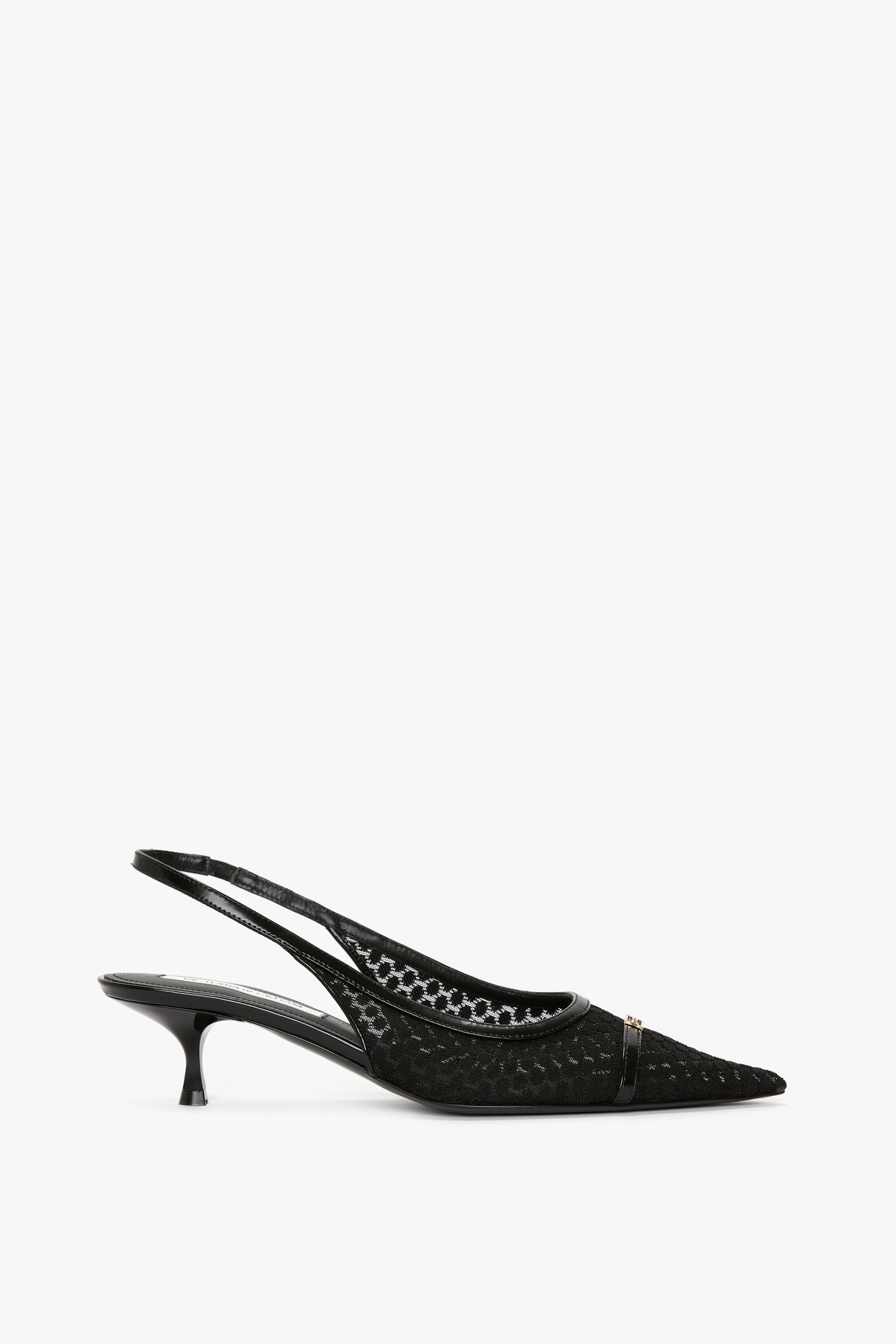 Mesh Slingback Kitten Heel In Black - 1