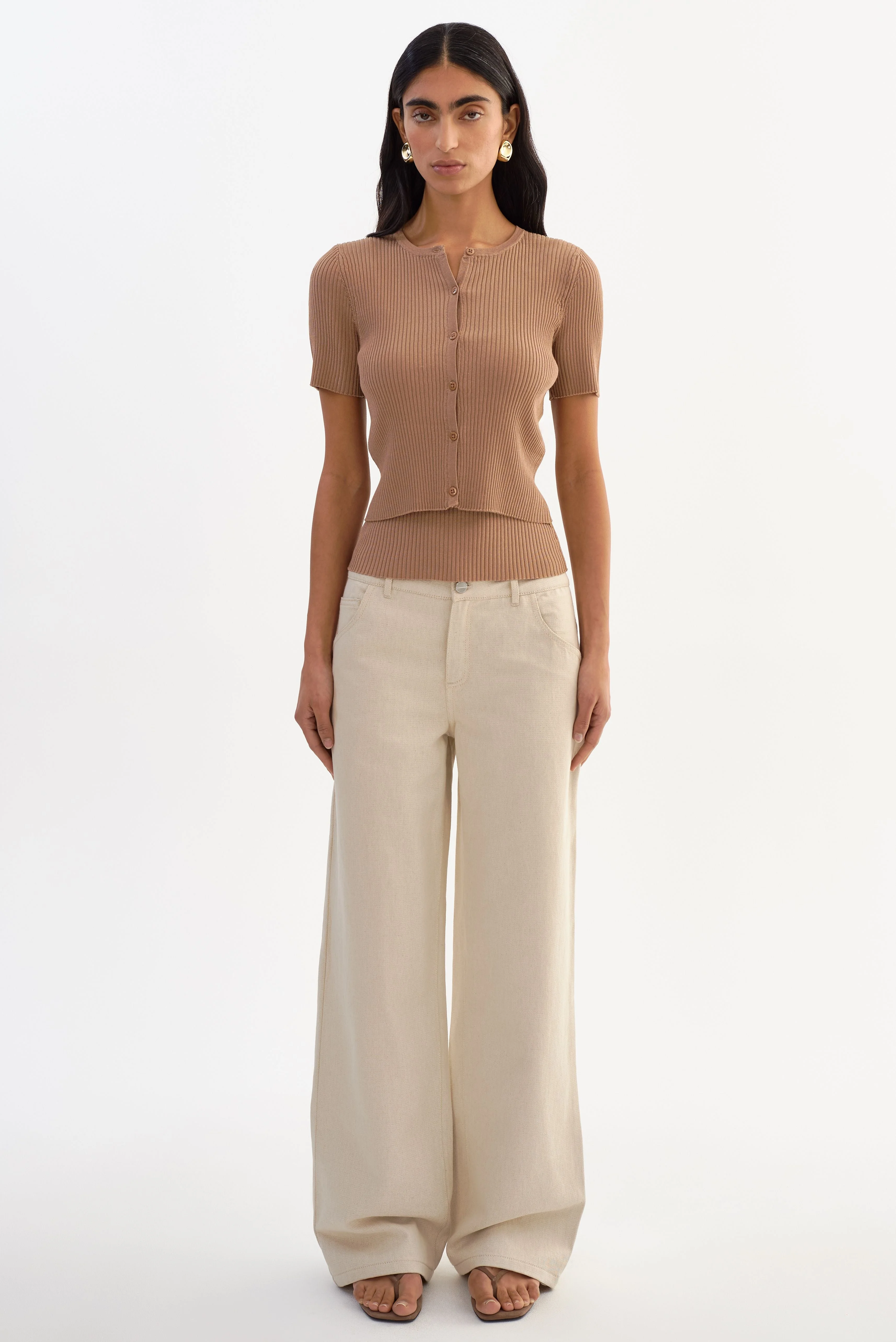 MAEVA | Shimmery Rib Knit Cropped Cardigan - 1